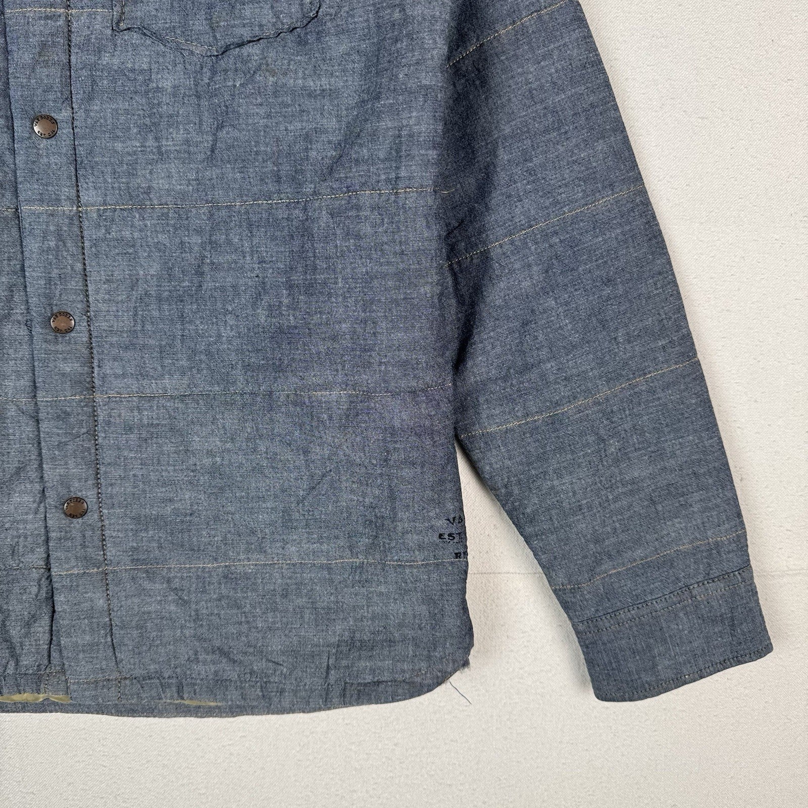 Vans Men’s Medium Denim Puffer Quilted Insulated Jacket Overshirt *Read