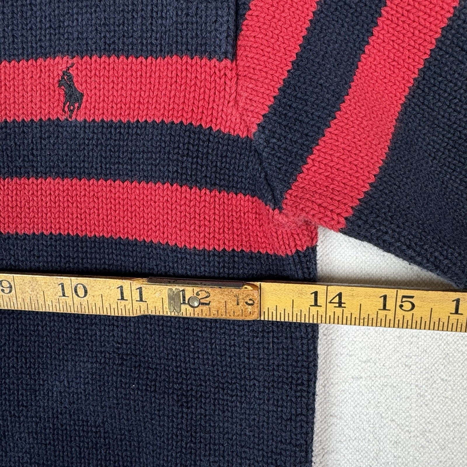 Vintage Polo Ralph Lauren Black Red Striped Pullover Crewneck Sweater Boys Sz 5