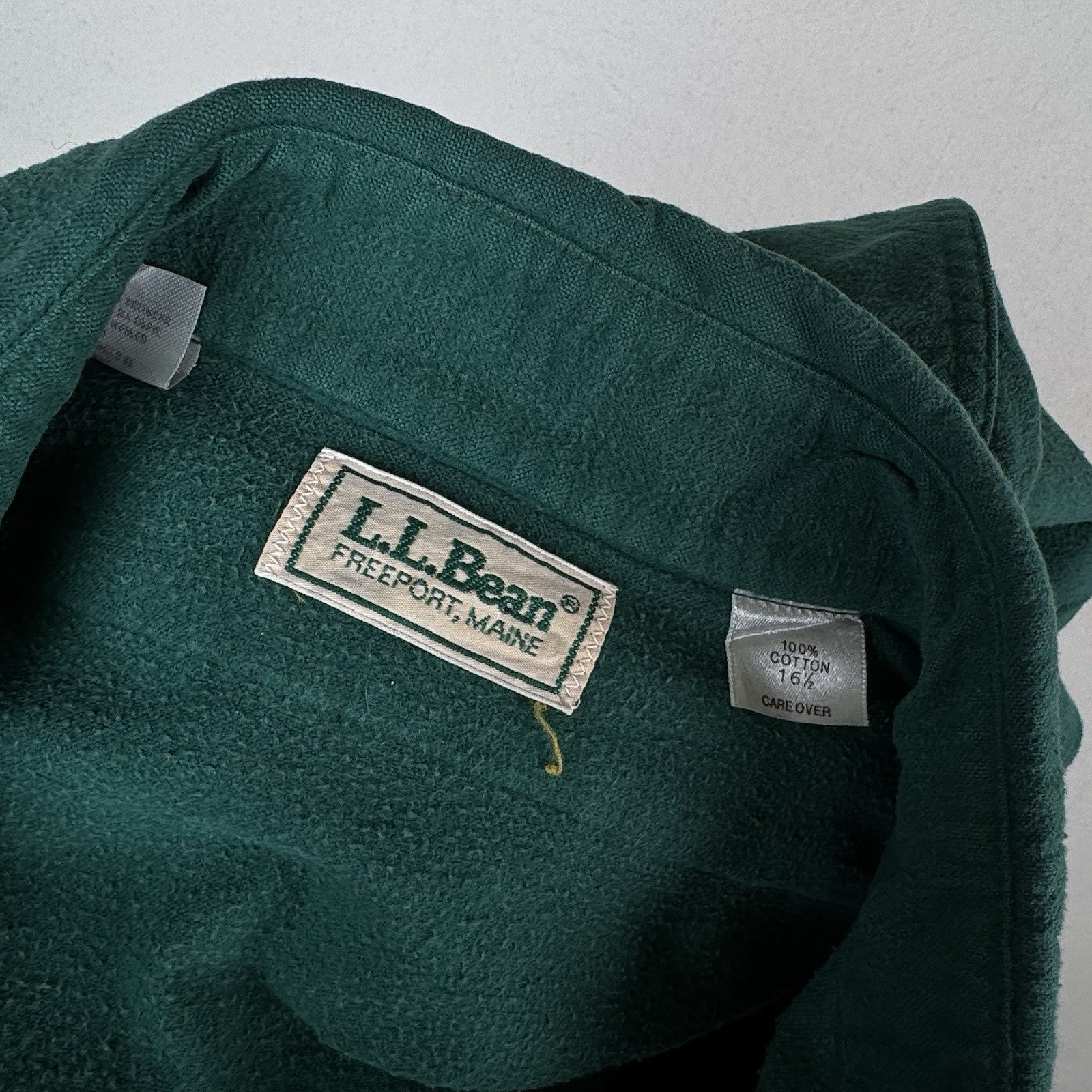 Vintage L.L. Bean Vintage Men’s Large L (16.5) Chamois Shirt Green Heavy Flannel