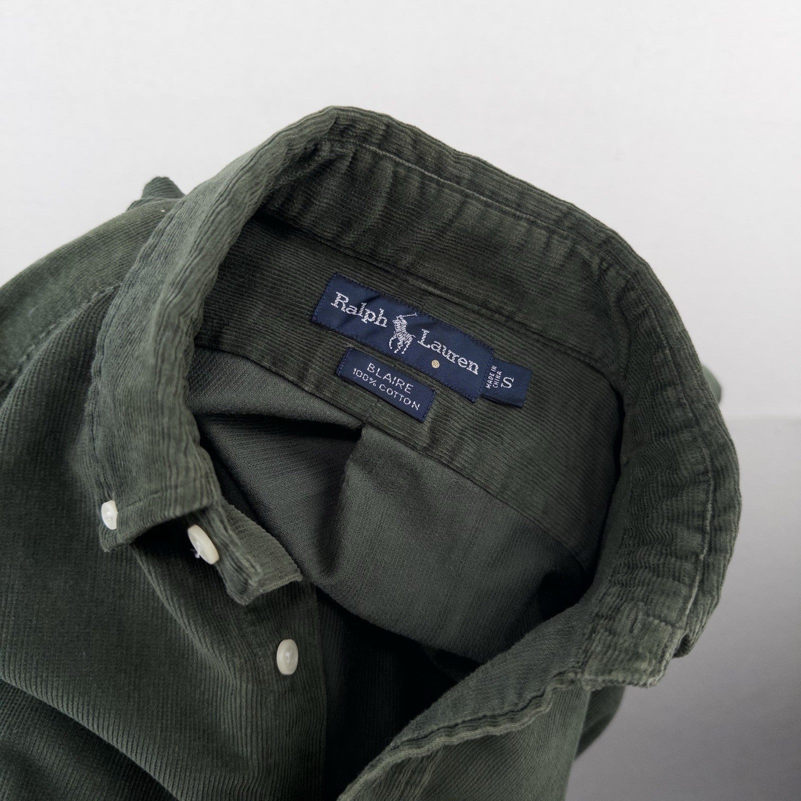 90’s Vtg Polo Ralph Lauren Men’s S Green Blair Corduroy Button Down Shirt