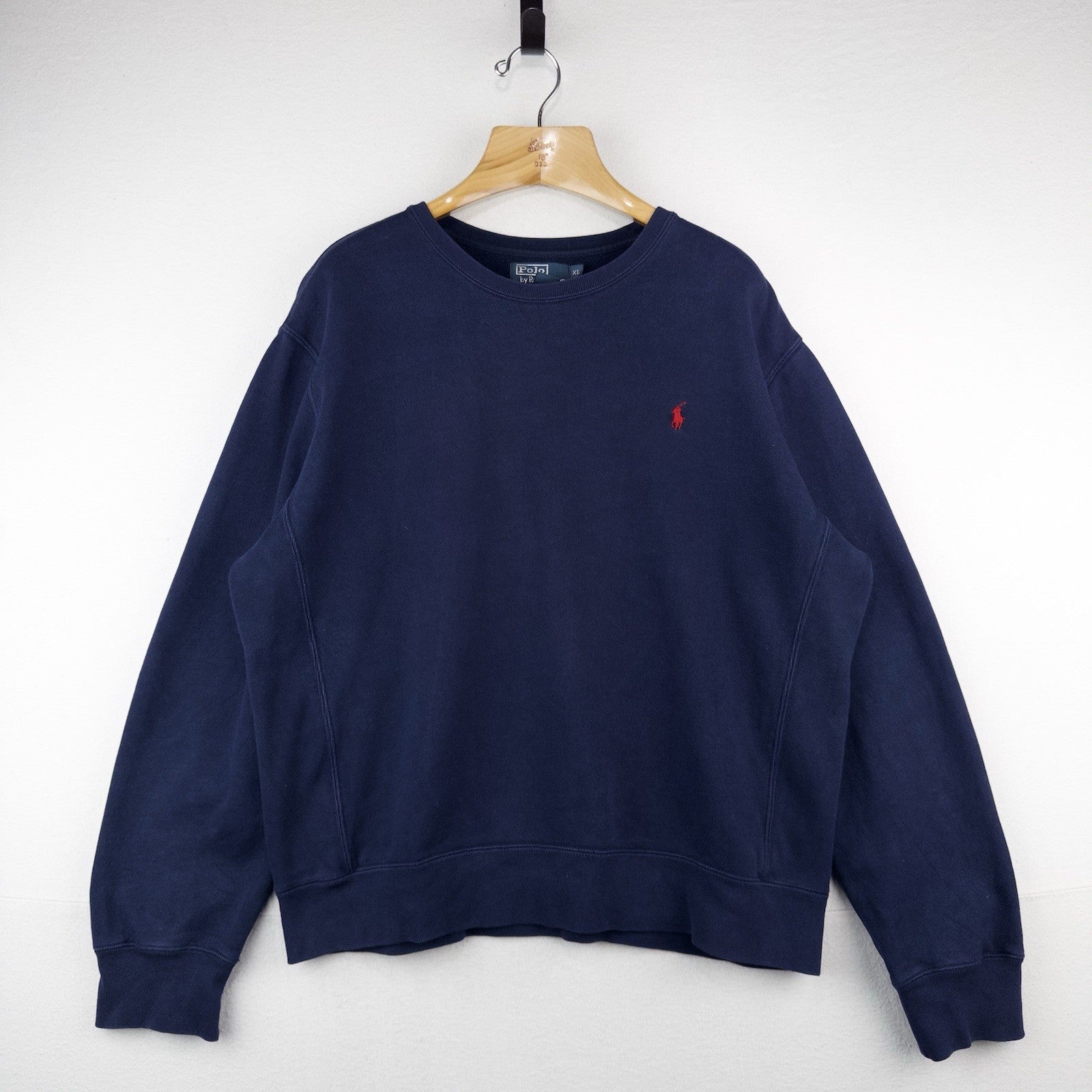 90’s Vtg Polo Ralph Lauren Crewneck Sweatshirt Men’s XL Navy Blue Side Gussets