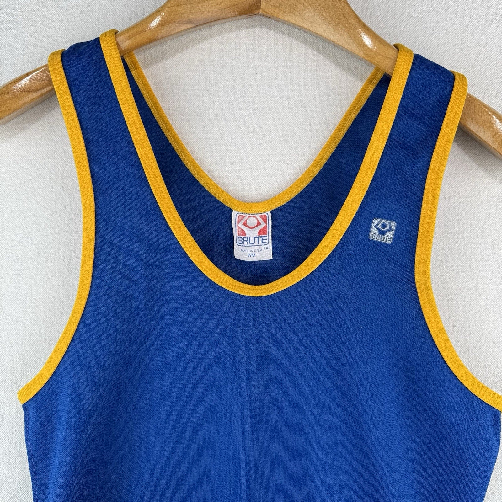 80’s Vintage Brute Wrestling Singlet Adult Medium Blue Gold Made In USA