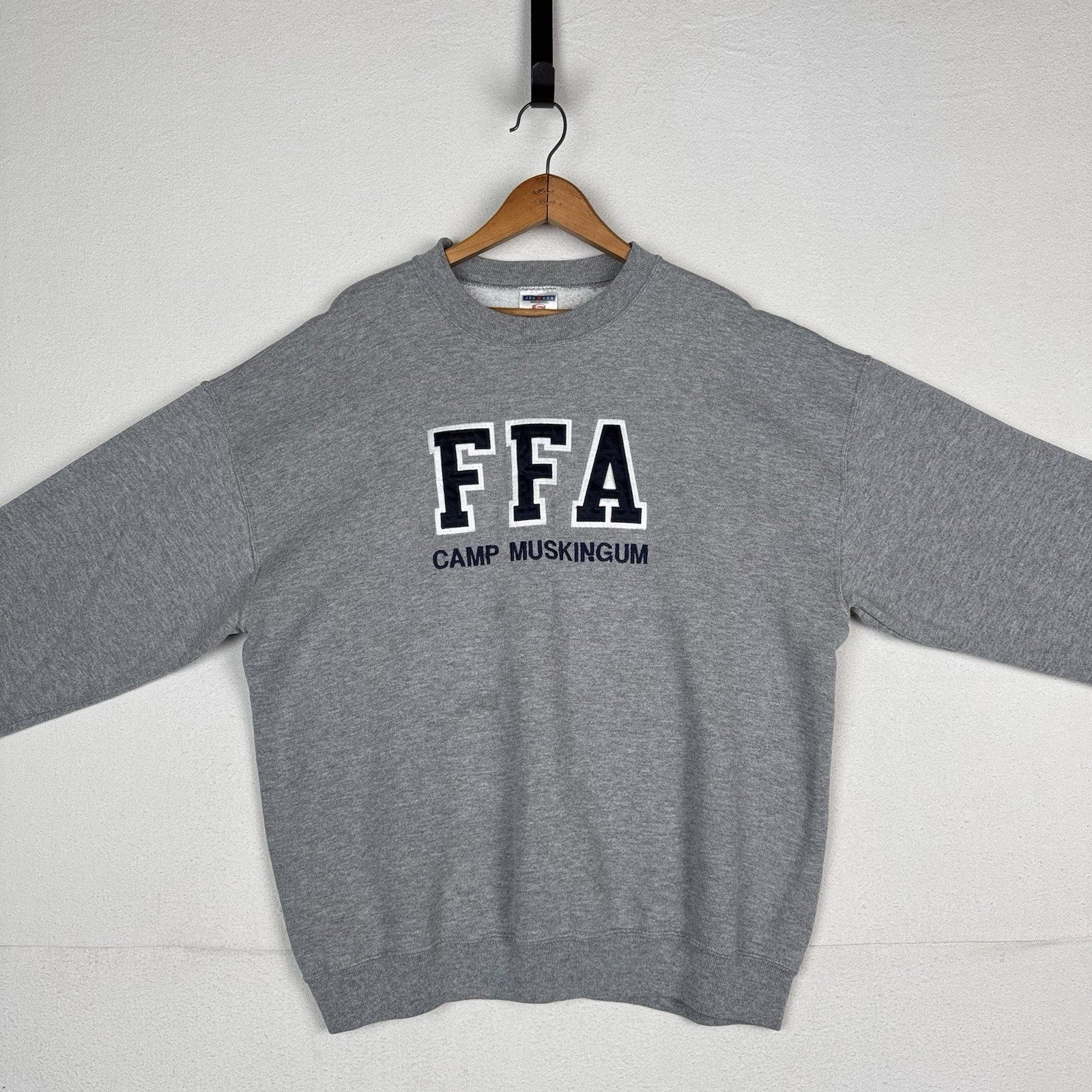 Vintage FFA Crewneck Men’s XL Gray Pullover Spellout Embroidered Camp Muskingham
