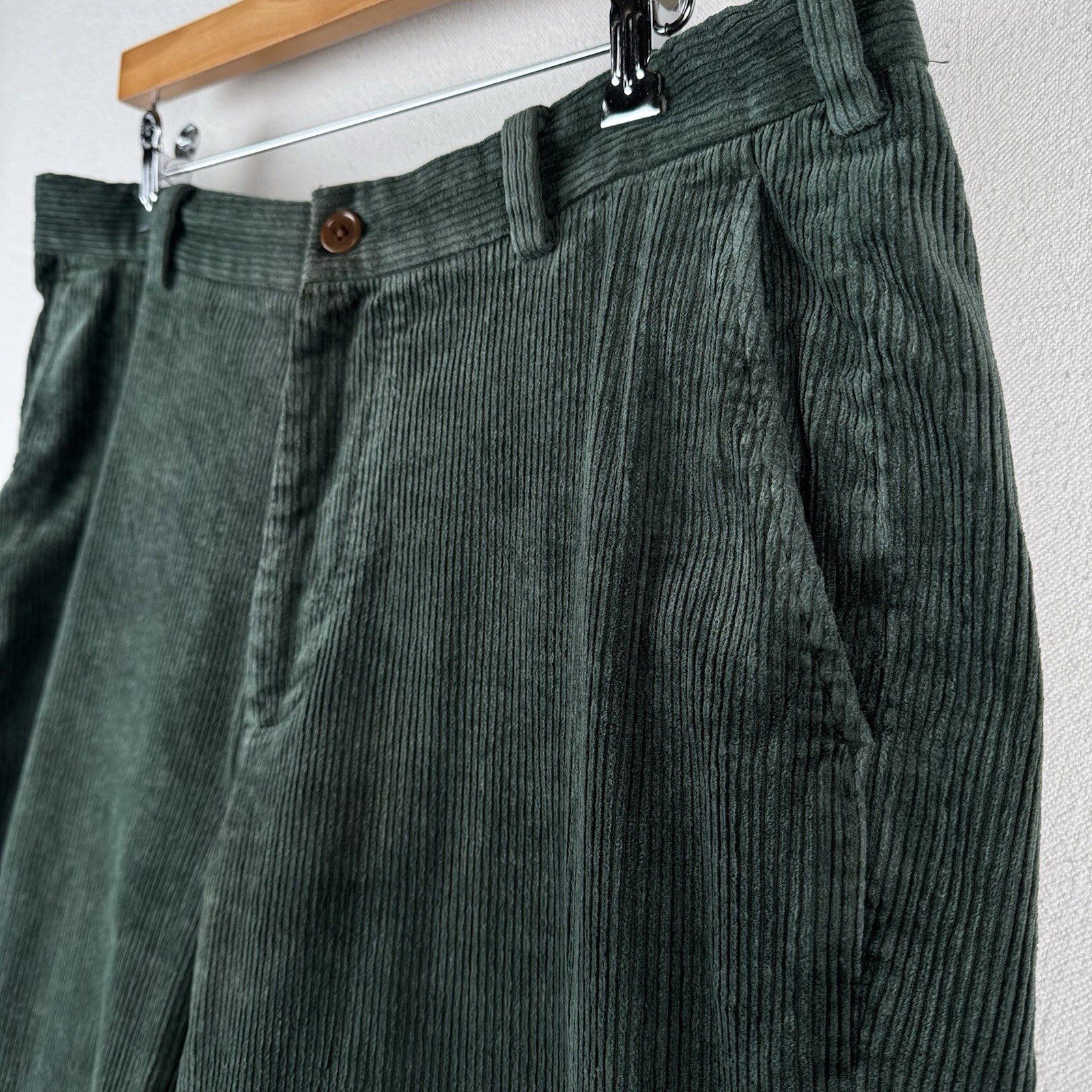 Brooks Brothers Clark Corduroy Green Pants Men’s Fits 36x27 Flat Front Stretch