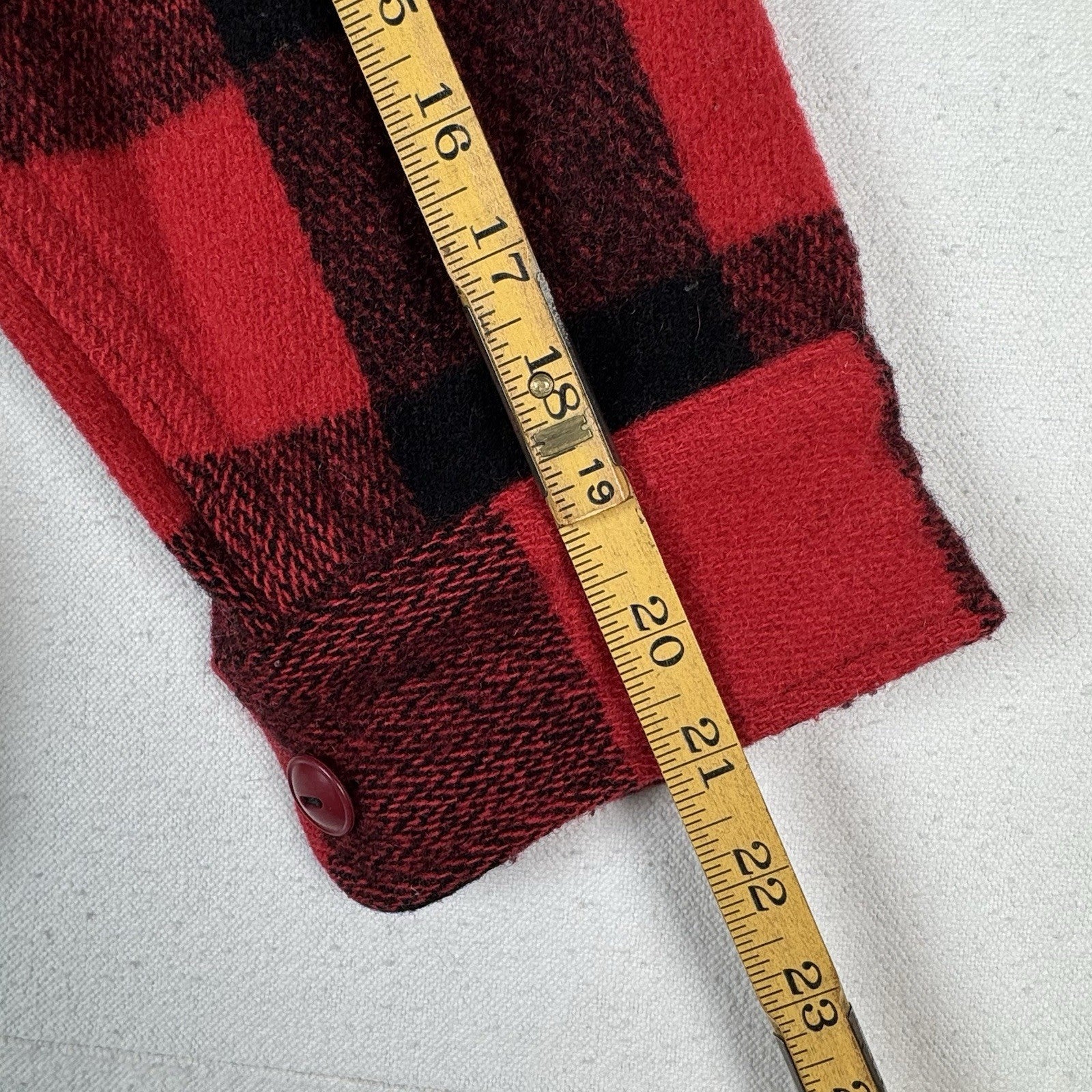 60s Vtg LL Bean Red Buffalo Plaid Mens L Wool Hunting Shirt Flannel Overshirt