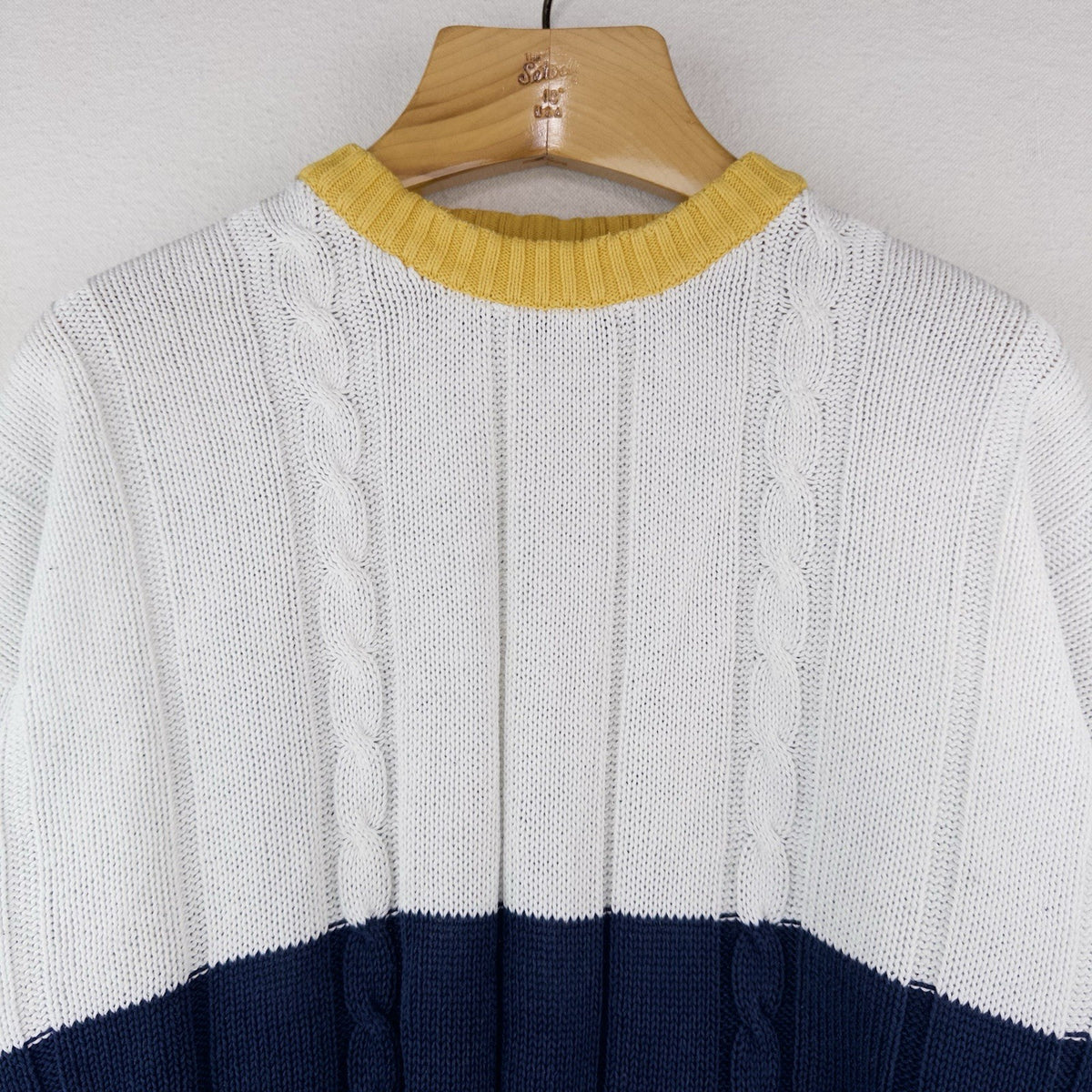 90’s Vtg Eddie Bauer Pullover Sweater Color Block Crewneck Men’s L White Blue