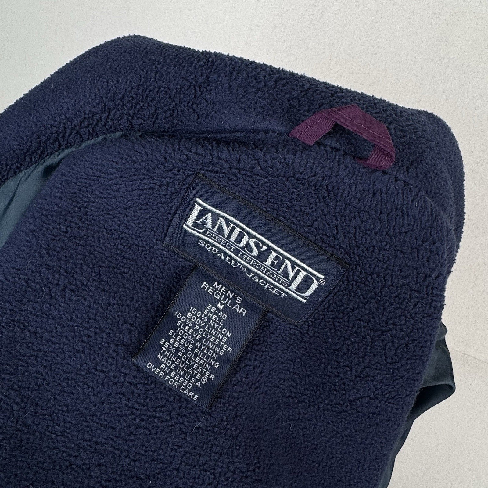 Vintage Lands End Squall Bomber Jacket Men’s M Purple Fleece Lined Made In USA