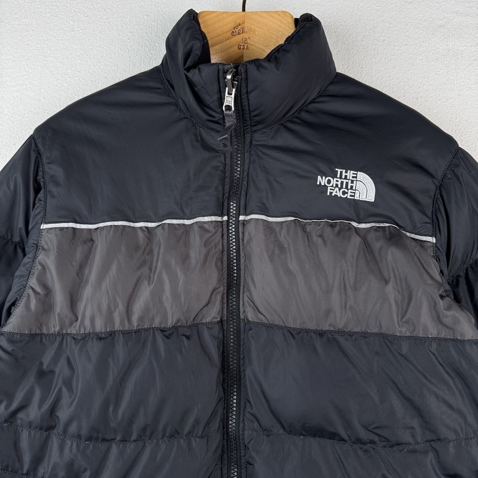 The North Face 550 Goose Down Puffer Jacket Youth  XL  Black Gray