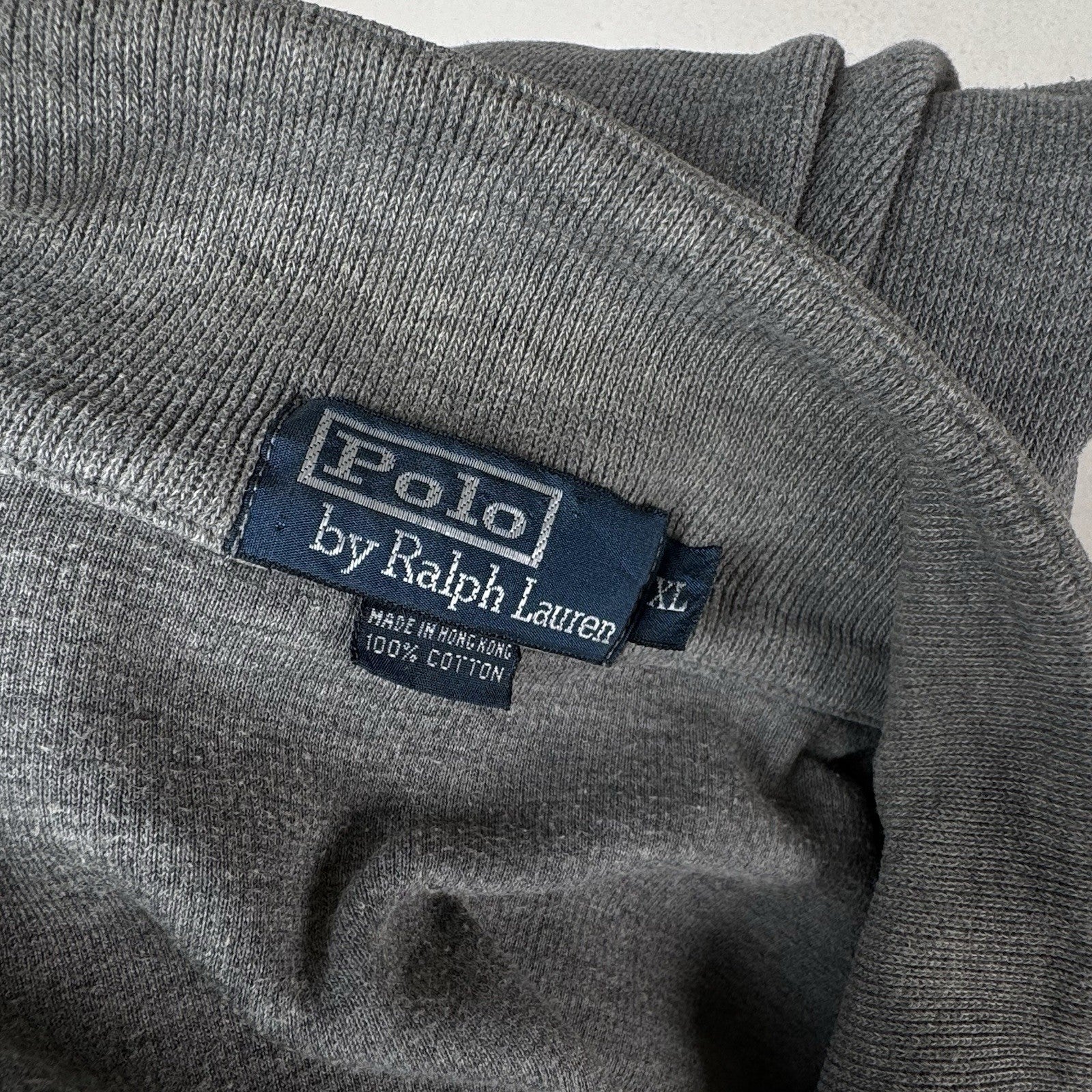 Vtg Polo Ralph Lauren Mens XL Gray Ribbed Cardigan Full Zip Sweater *Read