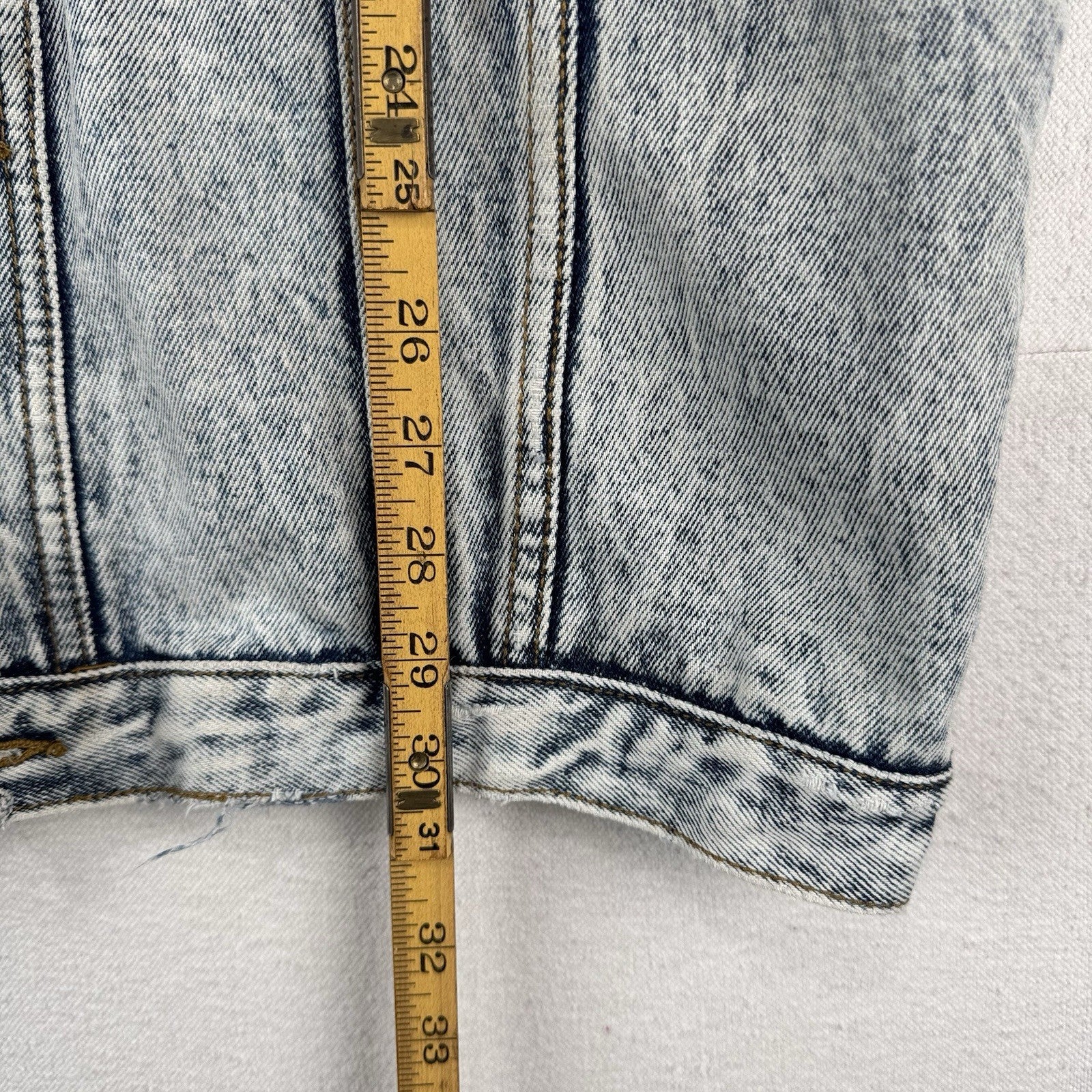 80s Vtg Jordache Acid Wash Light Blue Denim Jacket Long 3/4" Sleeve Women's S