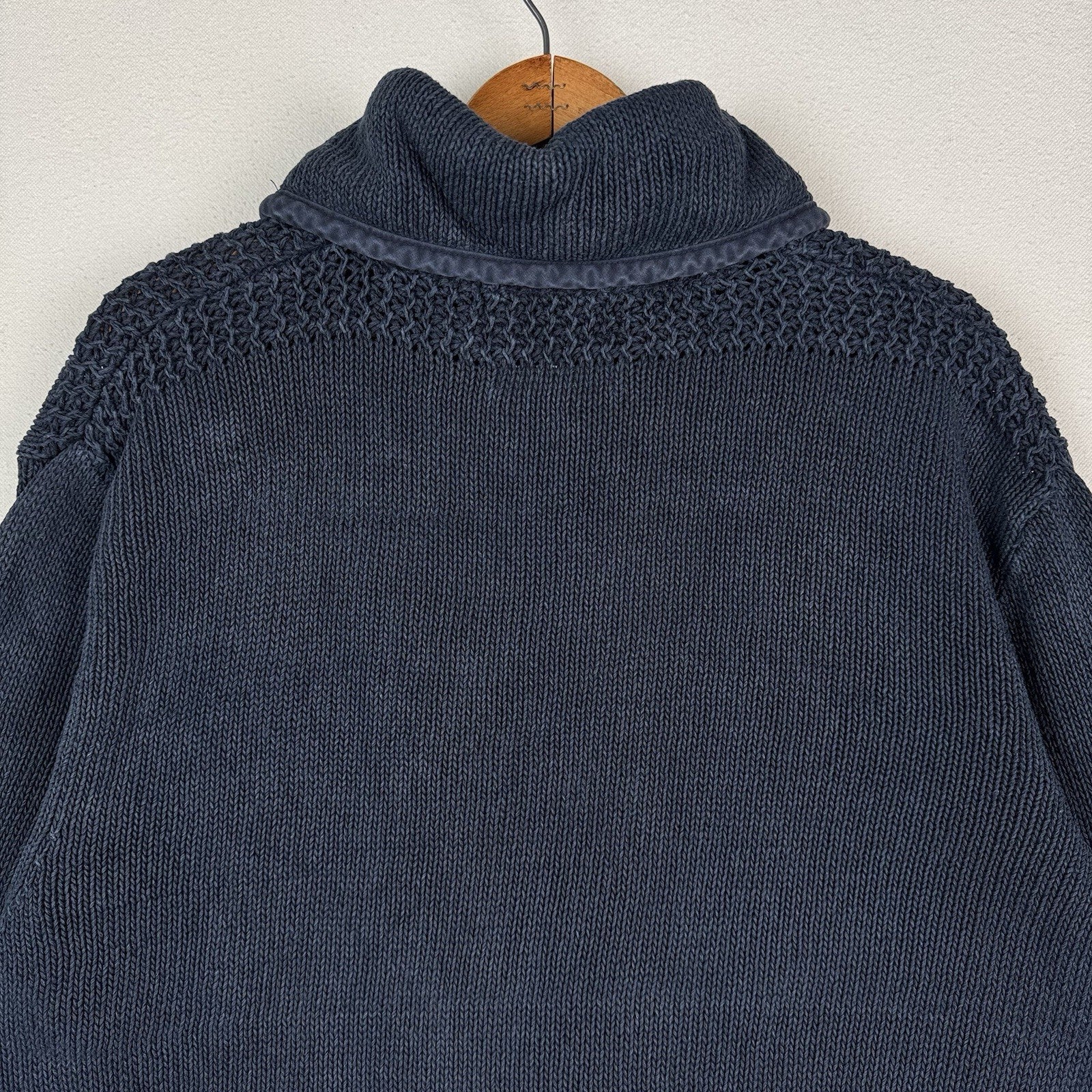 Vintage Polo Ralph Lauren Shawl Collar Sweater Men’s XL Blue Linen Cotton Blend
