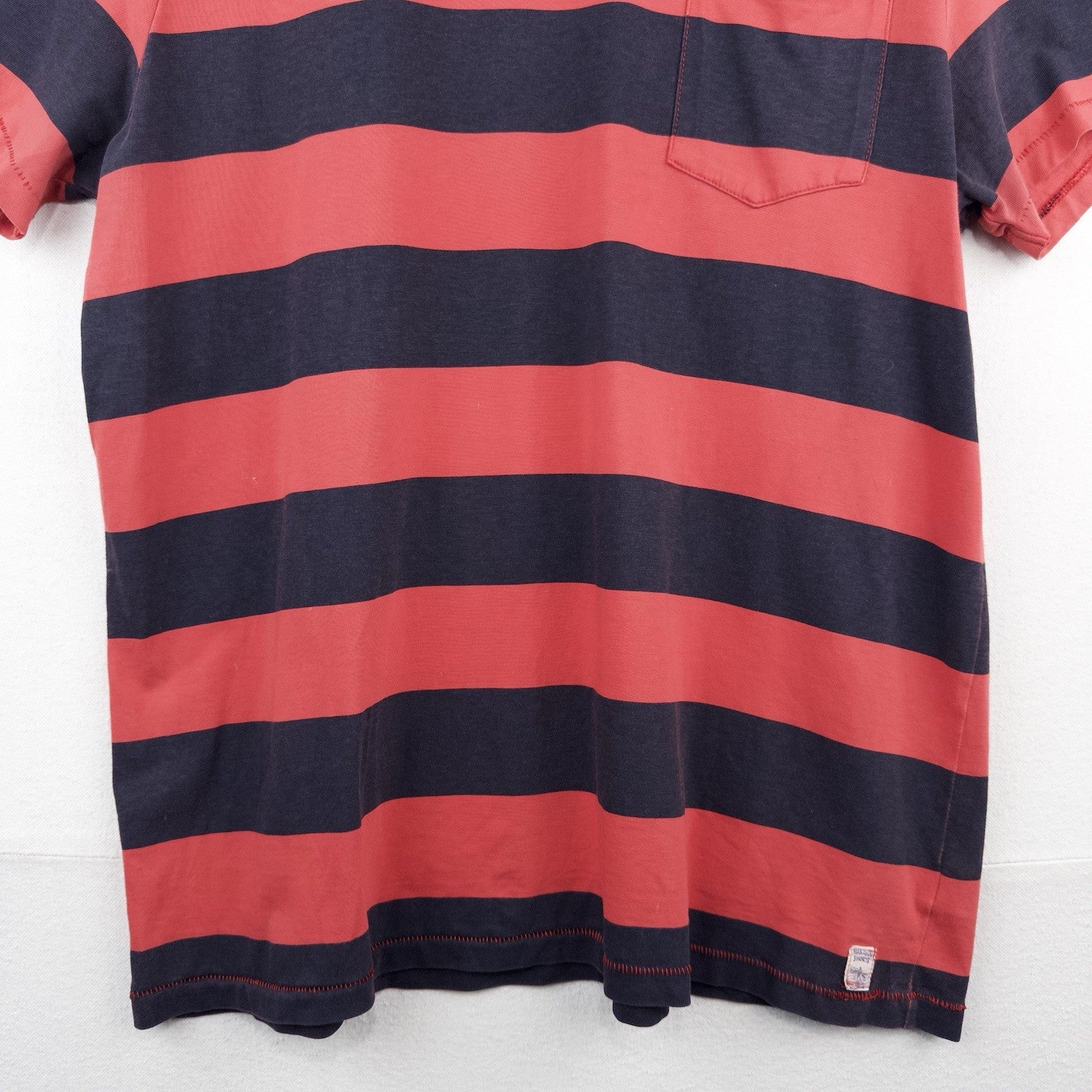 M.Nii Surf Pocket T-shirt Men’s XL Red Blue Striped Short Sleeve Cotton Made USA
