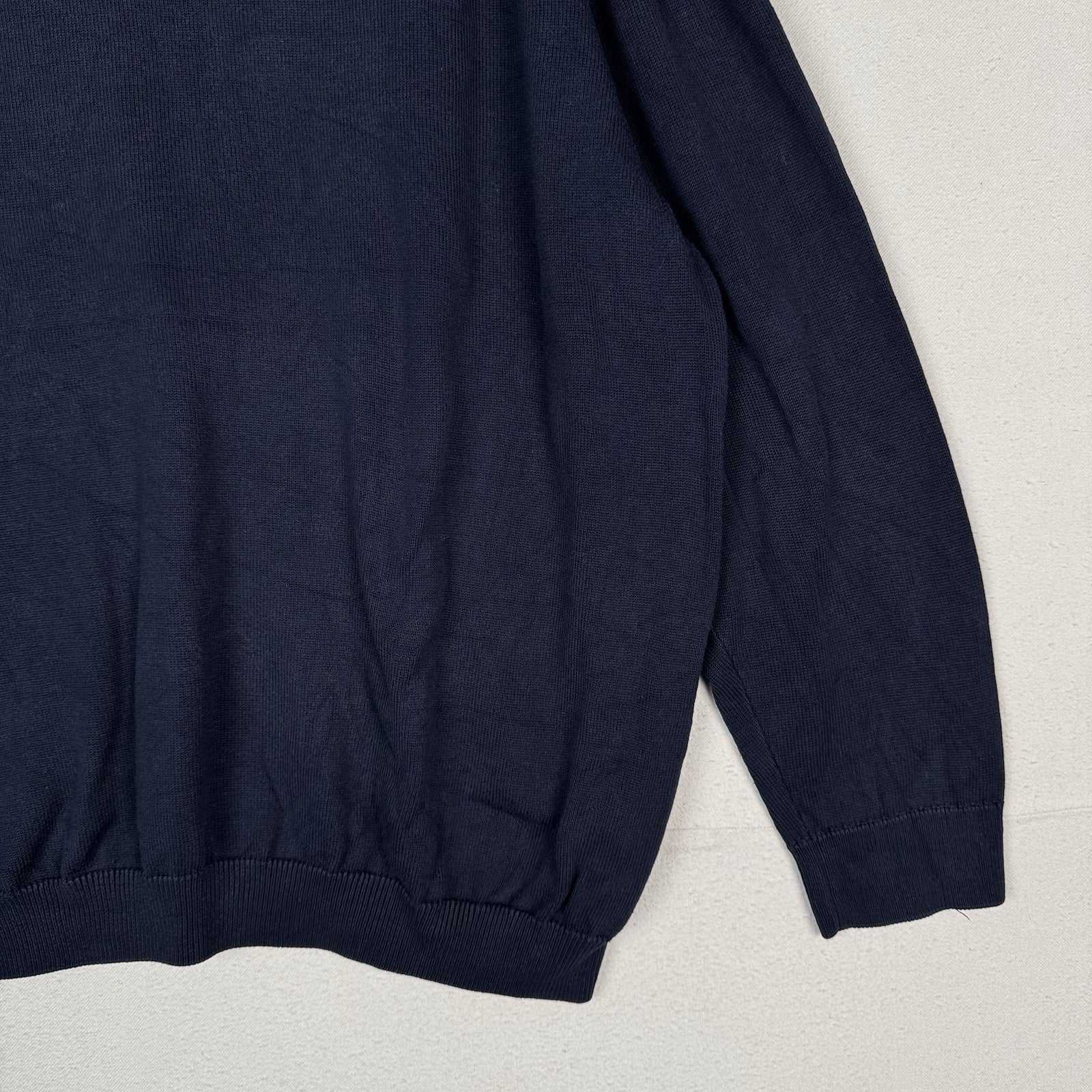 Vintage Lacoste Men’s V-Neck Sweater Navy Blue 3XL Cotton (9)