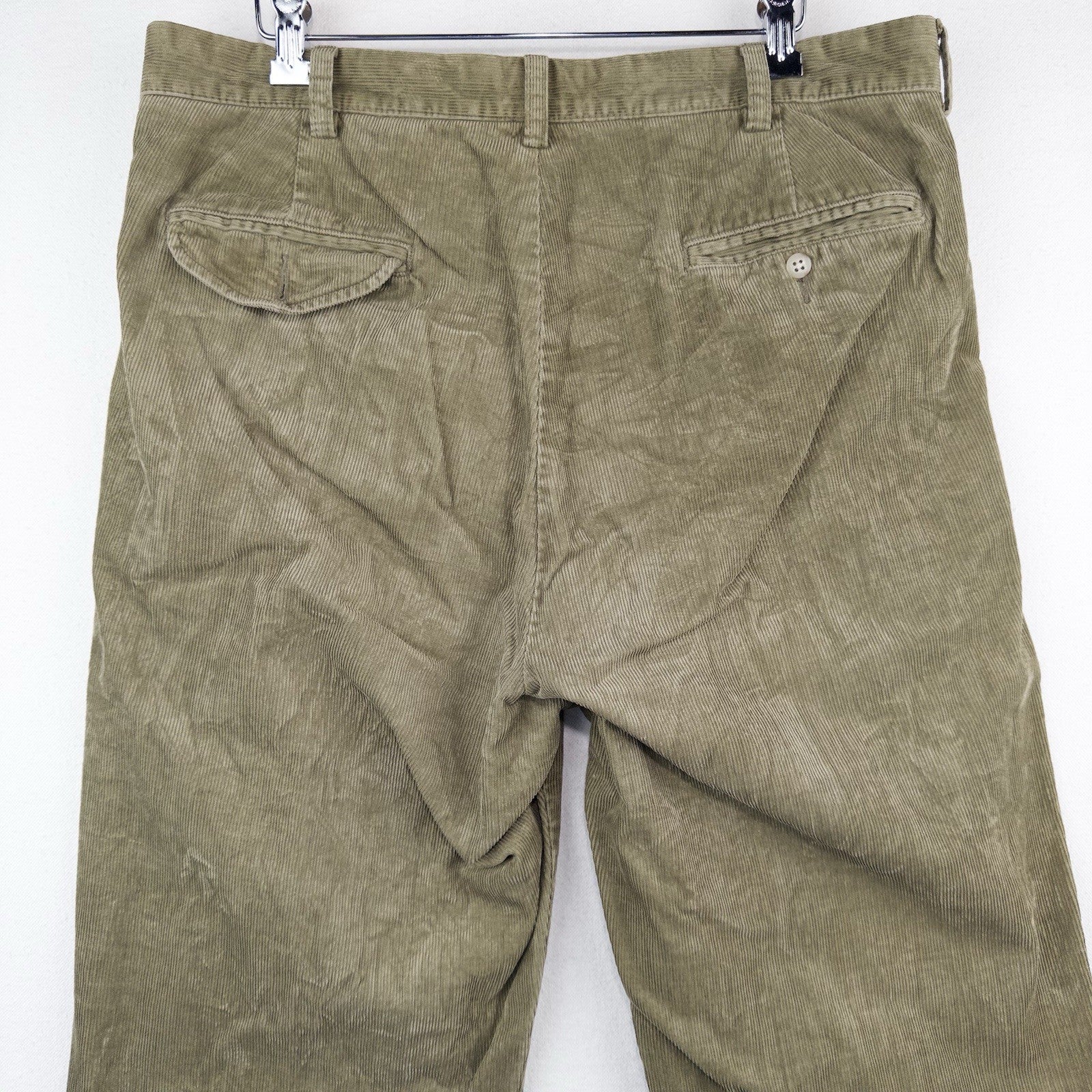90’s Vtg Polo Ralph Lauren Hammond Corduroy Pant Mens 35x30 Khaki Pleated Cuffed