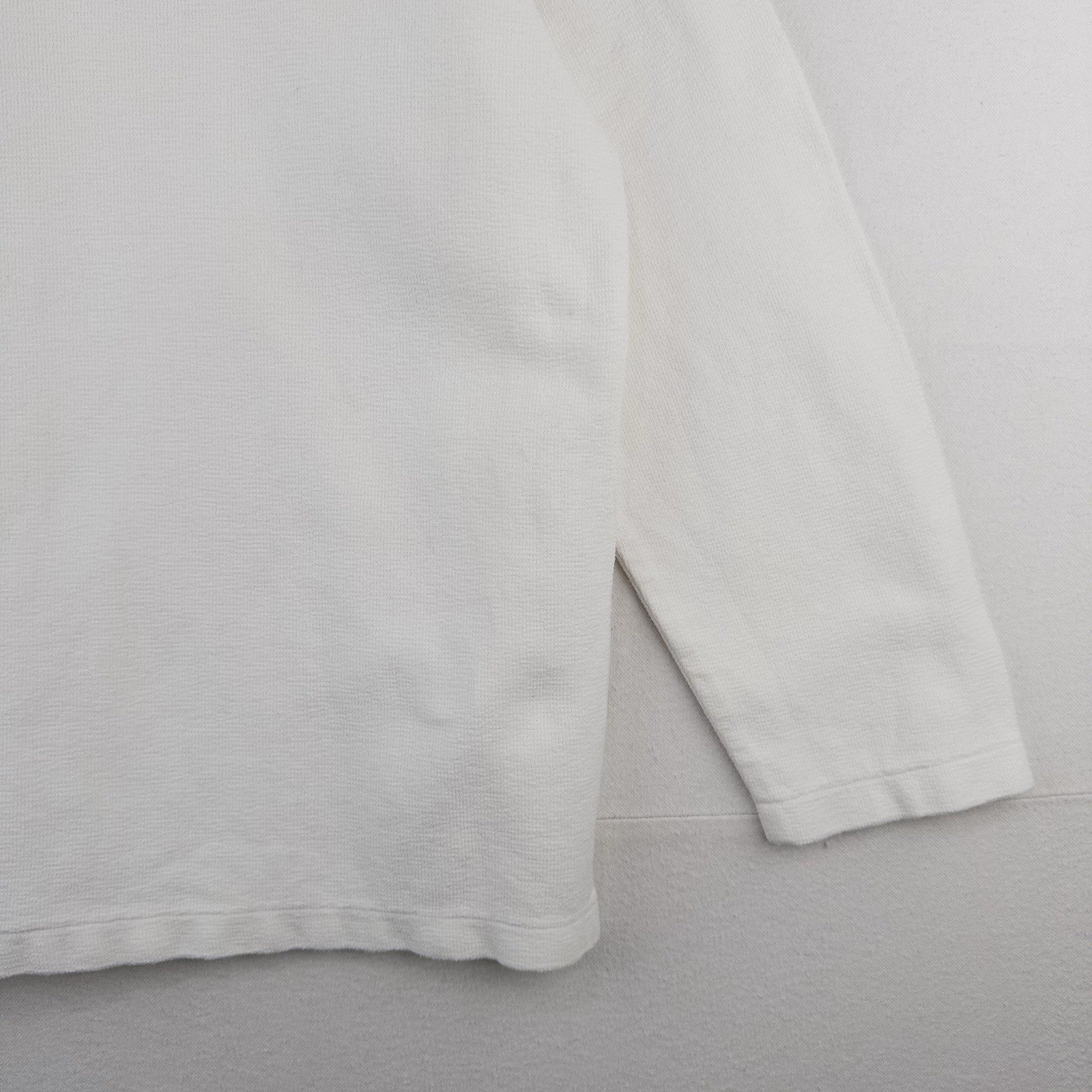 70s Vtg White Lace Up Tunic Shirt Men’s L Long Sleeve Polo Collar Boho Peasant