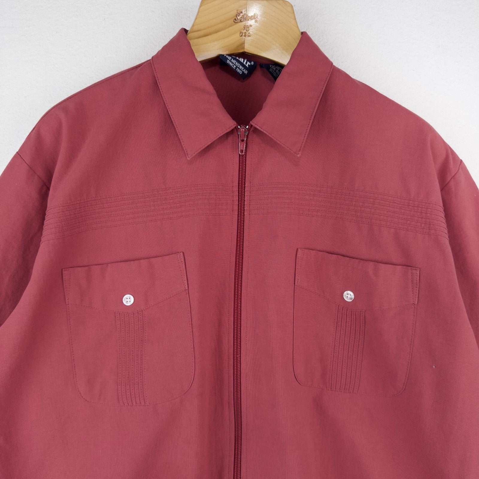 70’s Vtg John Blair Men’s Large Dusty Red Full Zip Bomber Over-shirt Jacket