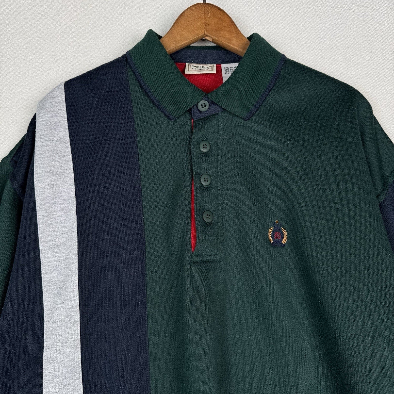 Vintage Bugle Boy Men’s XL Rugby Polo Sweatshirt 90s Colorblock