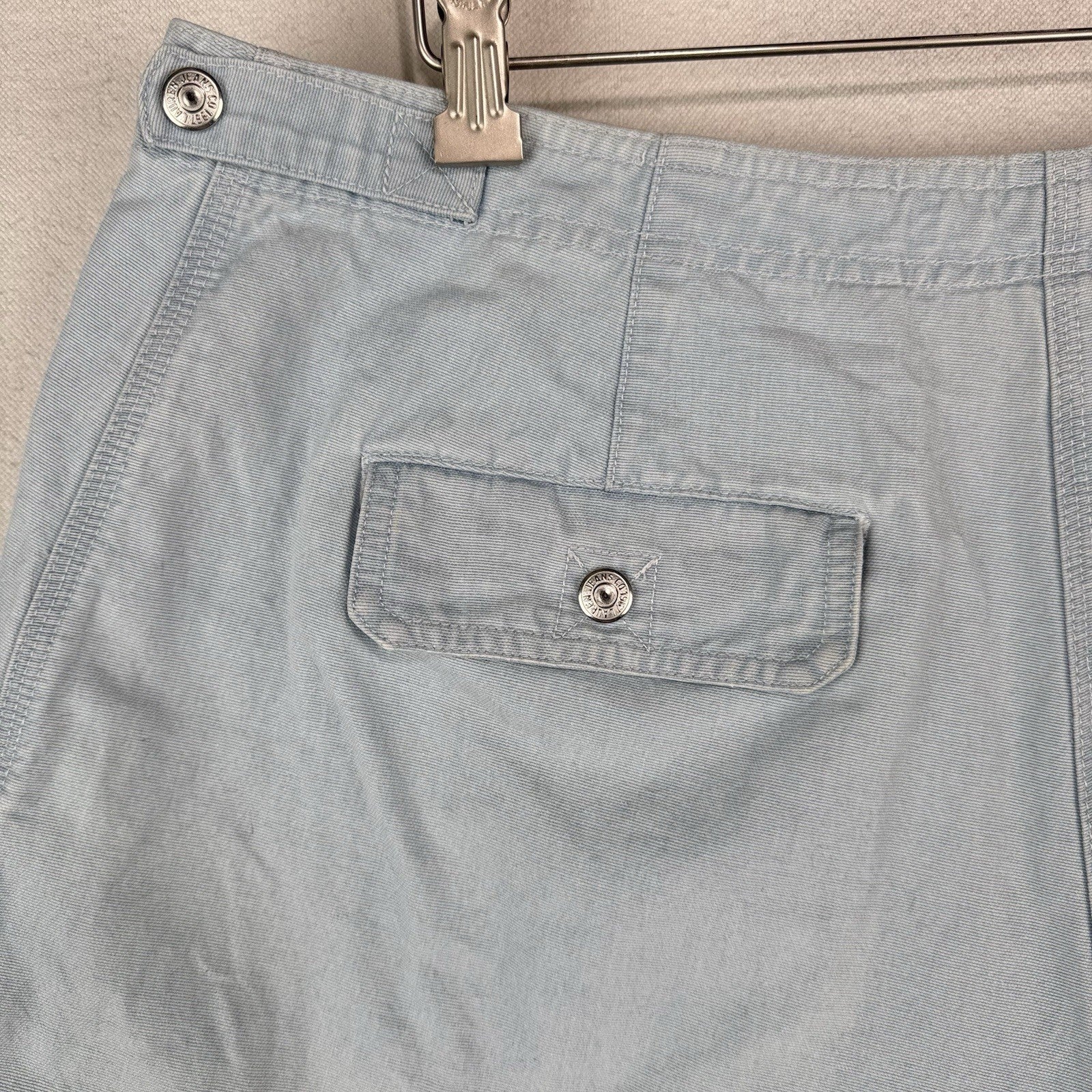 Vtg Lauren Ralph Lauren Chambray Blue Utility Cargo Shorts Womens 14 Cotton 6.5”