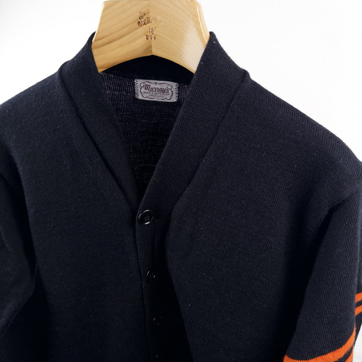 40’s Vtg Murray’s Knit Varsity Cardigan 32” XS / Youth M Black Orange Princeton