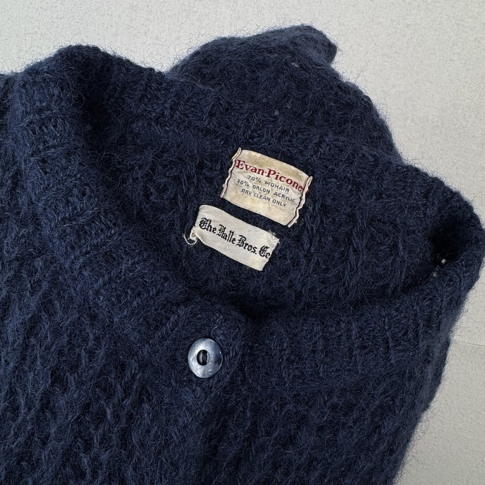60’s Vintage Evan-Picone Women’s Small Mohair Cardigan Sweater Fuzzy 20x21