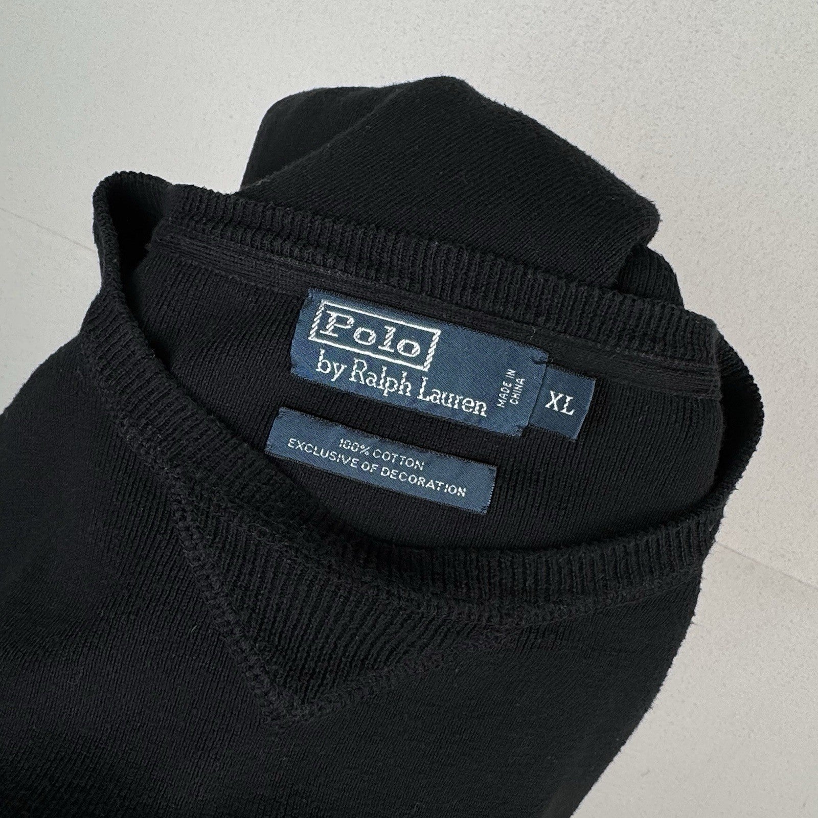 Vintage Polo By Ralph Lauren Men’s Crewneck Sweater Pullover XL XLarge Black