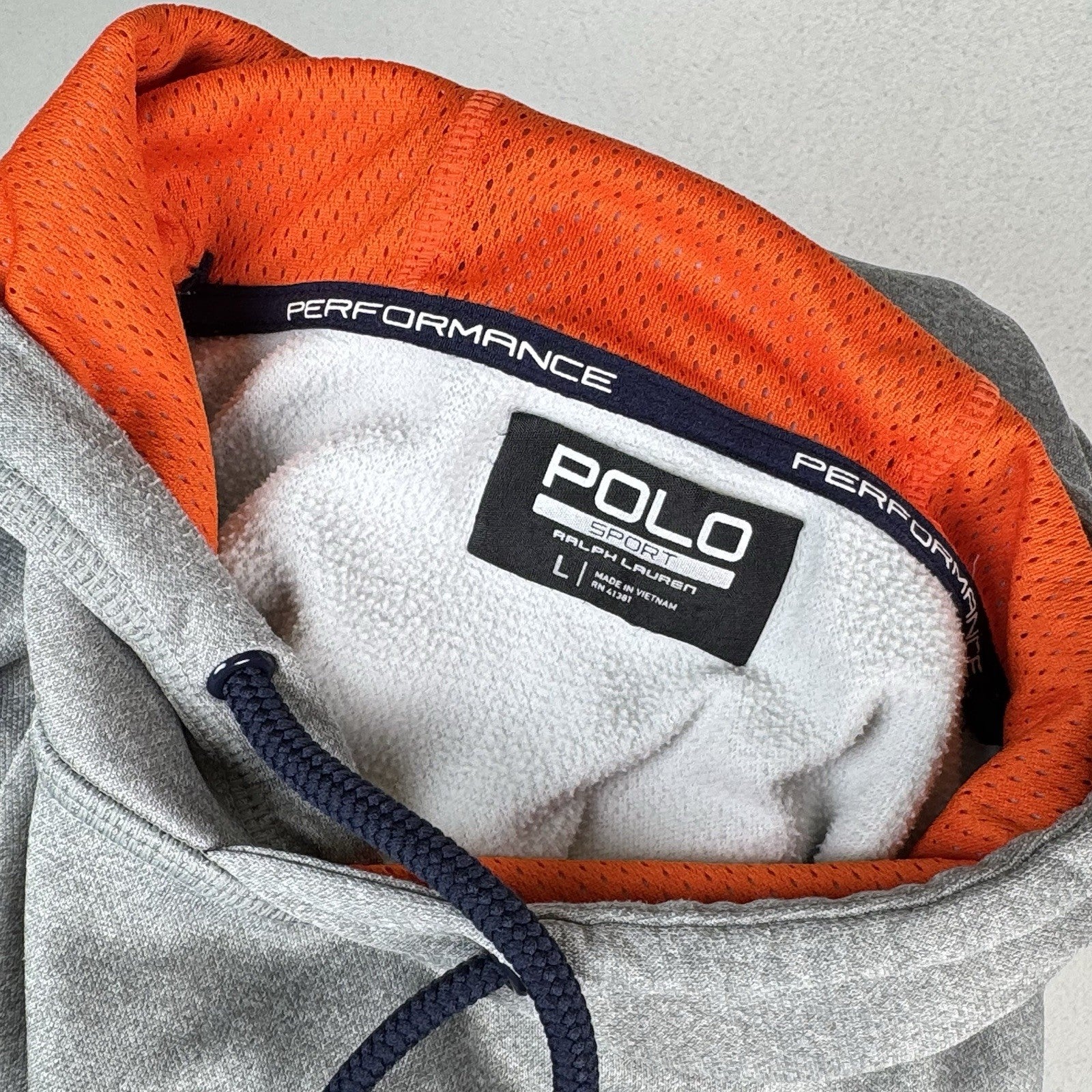 Ralph Lauren Polo Sport Hooded Gray Fleece Sweatshirt Mens Large