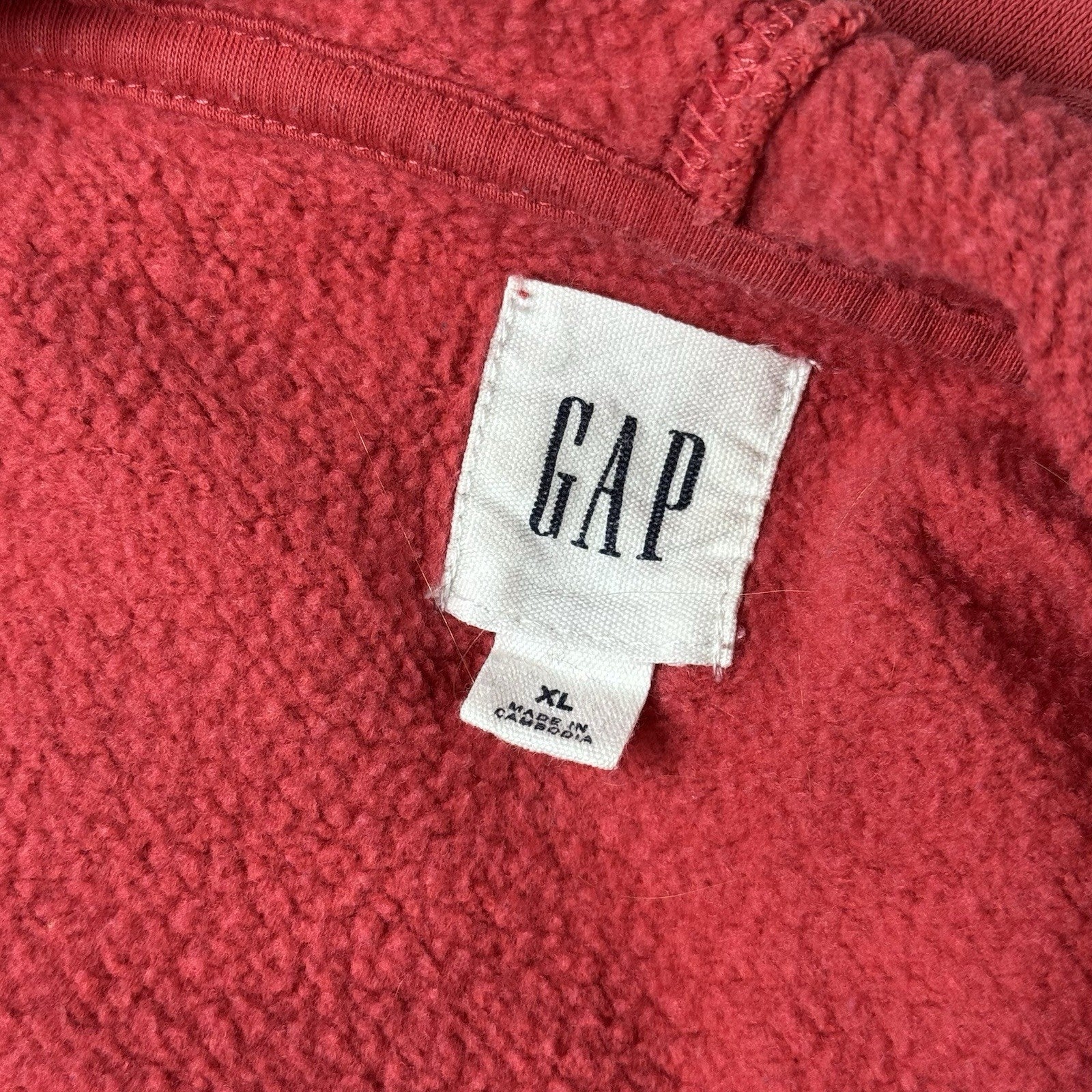 Gap Soft Fleece Track Logo California Hoodie Sweatshirt Red Men’s XL Distressed