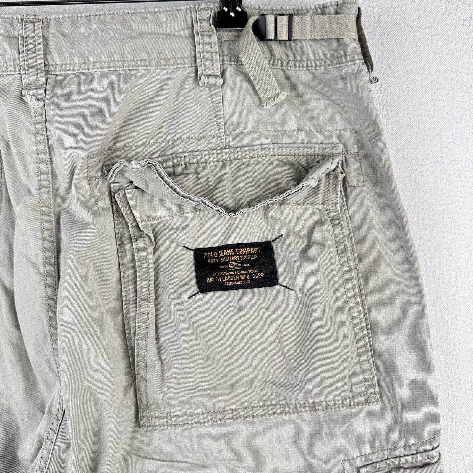 Vtg Ralph Lauren Polo Jeans Co Men’s 36 Cargo Shorts Beige Military Surplus