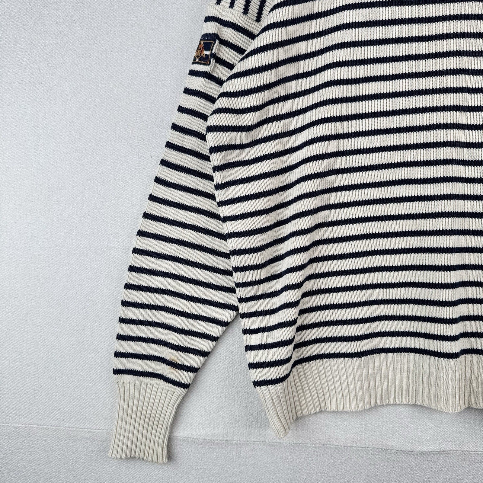 Ralph Lauren Nautical Striped Turtleneck Sweater Navy Blue White Women’s Medium