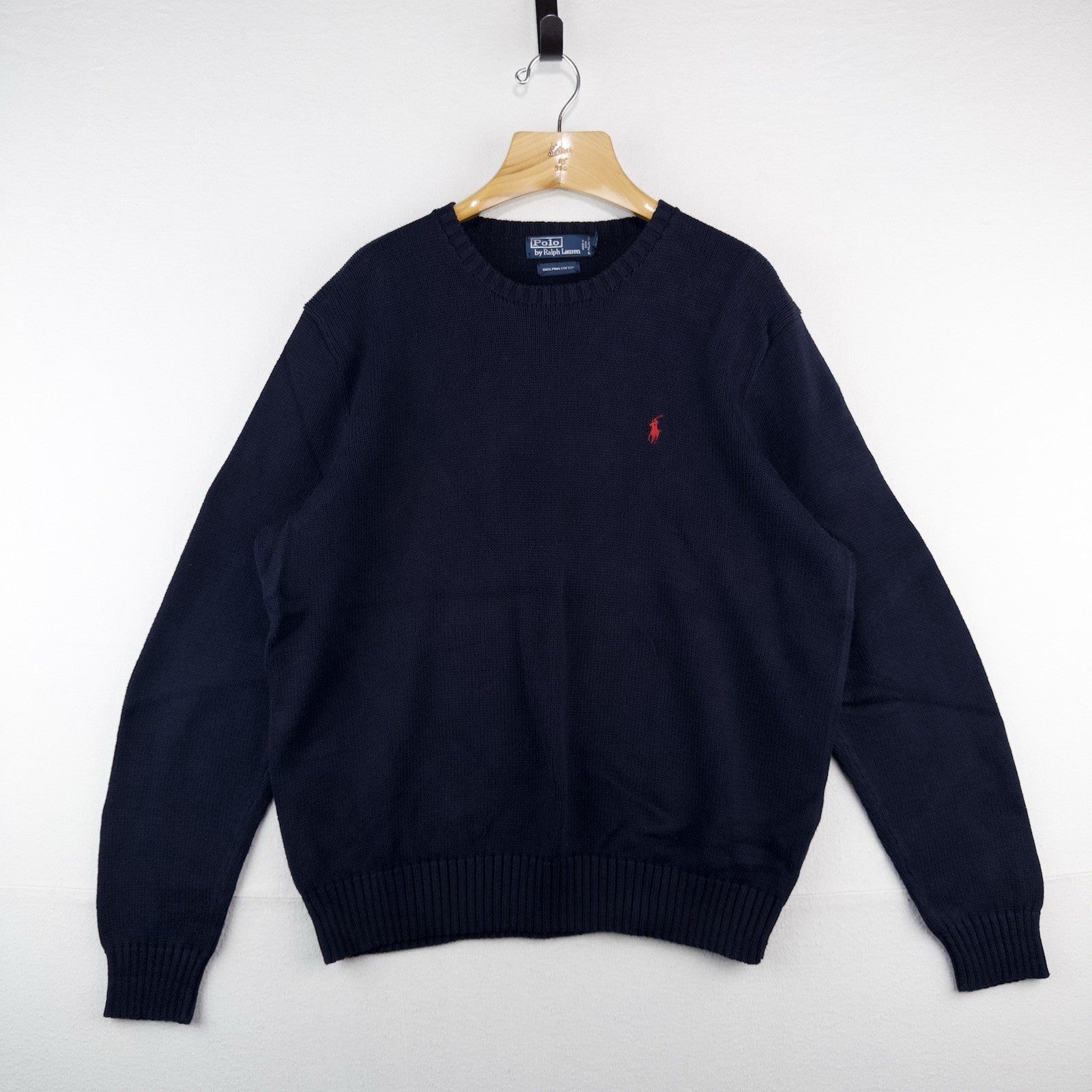90's Vintage Polo Ralph Lauren Sweater Men's XL Navy Blue Crewneck Pima Cotton