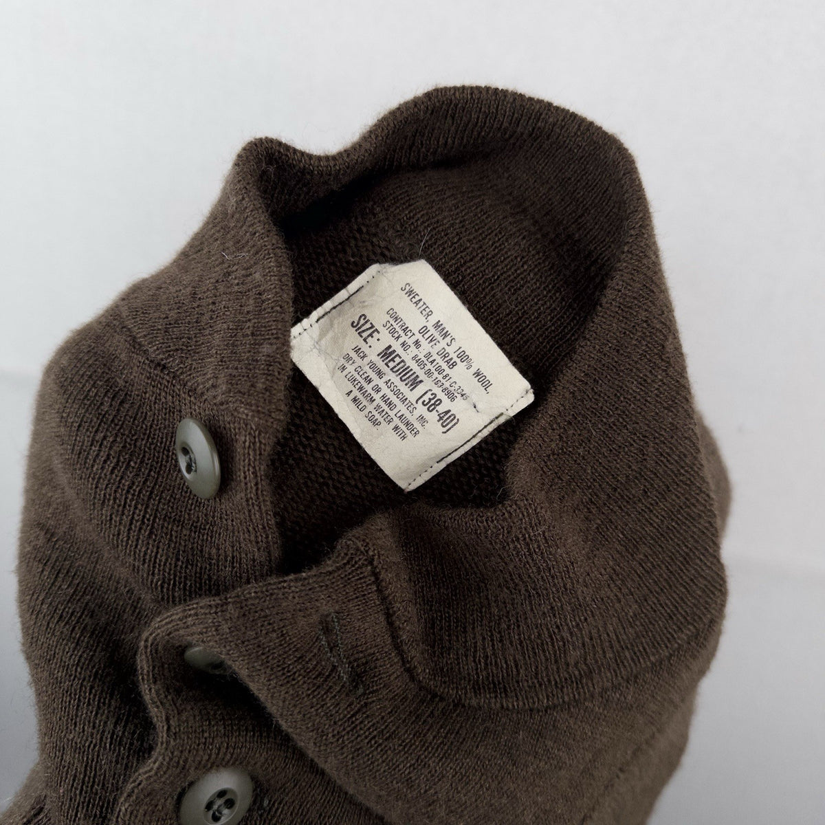 80’s Vtg US Army Military Wool Sweater OD 3721 Men’s M (38-40) Brown Long Sleeve