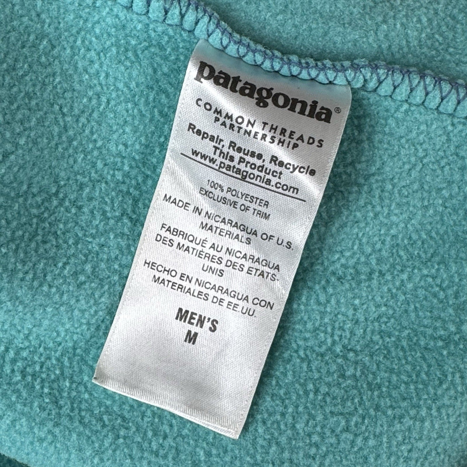 Patagonia Lightweight Synchilla Snap-T Fleece Pullover Men M Aqua Turquoise