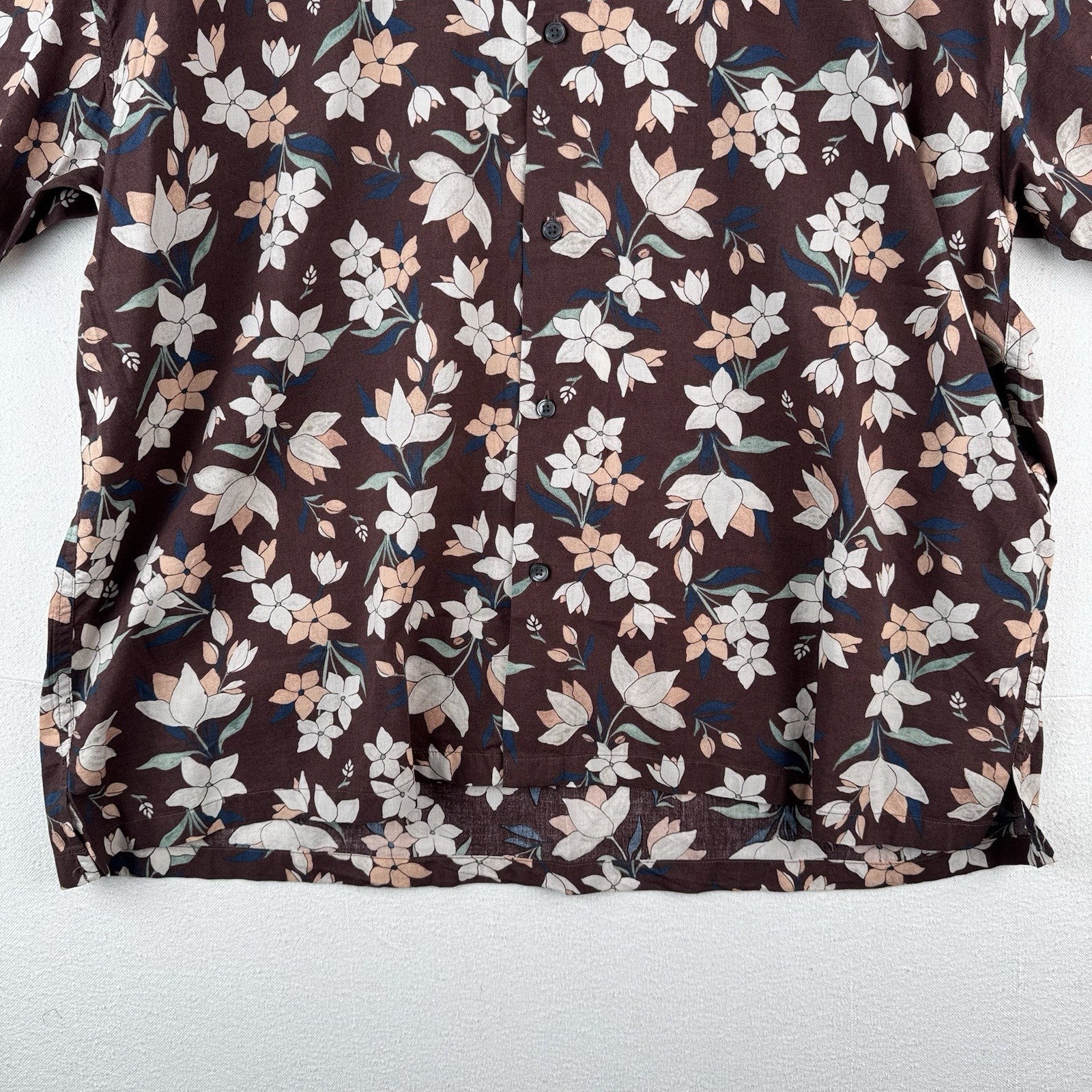 NWT Abercrombie & Fitch Men’s 2XL Wine Floral Camp Collar Button-Up Shirt