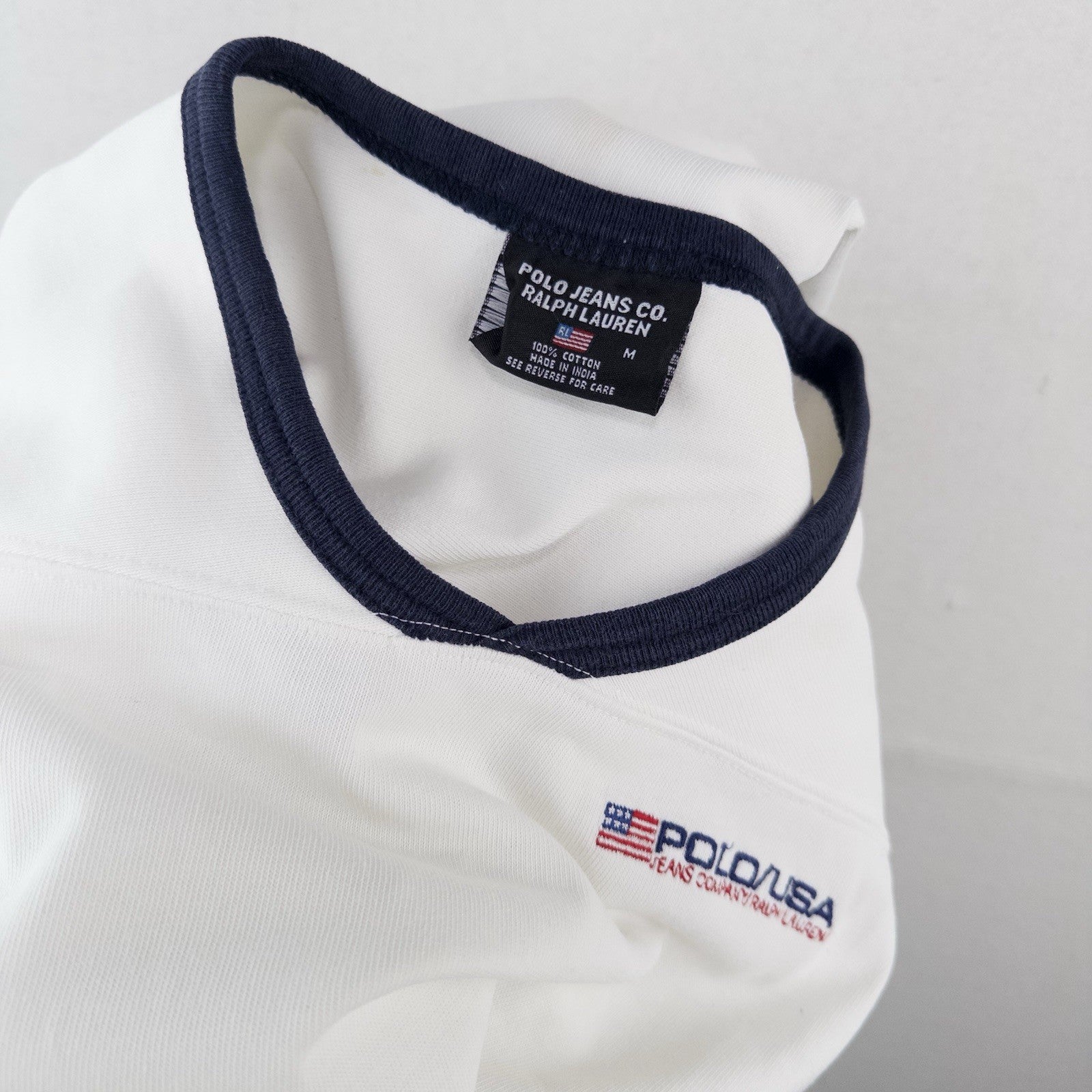 90’s Vtg Polo Sport Ralph Lauren Men’s M Ringer T Shirt V-neck 2-layer Shoulders