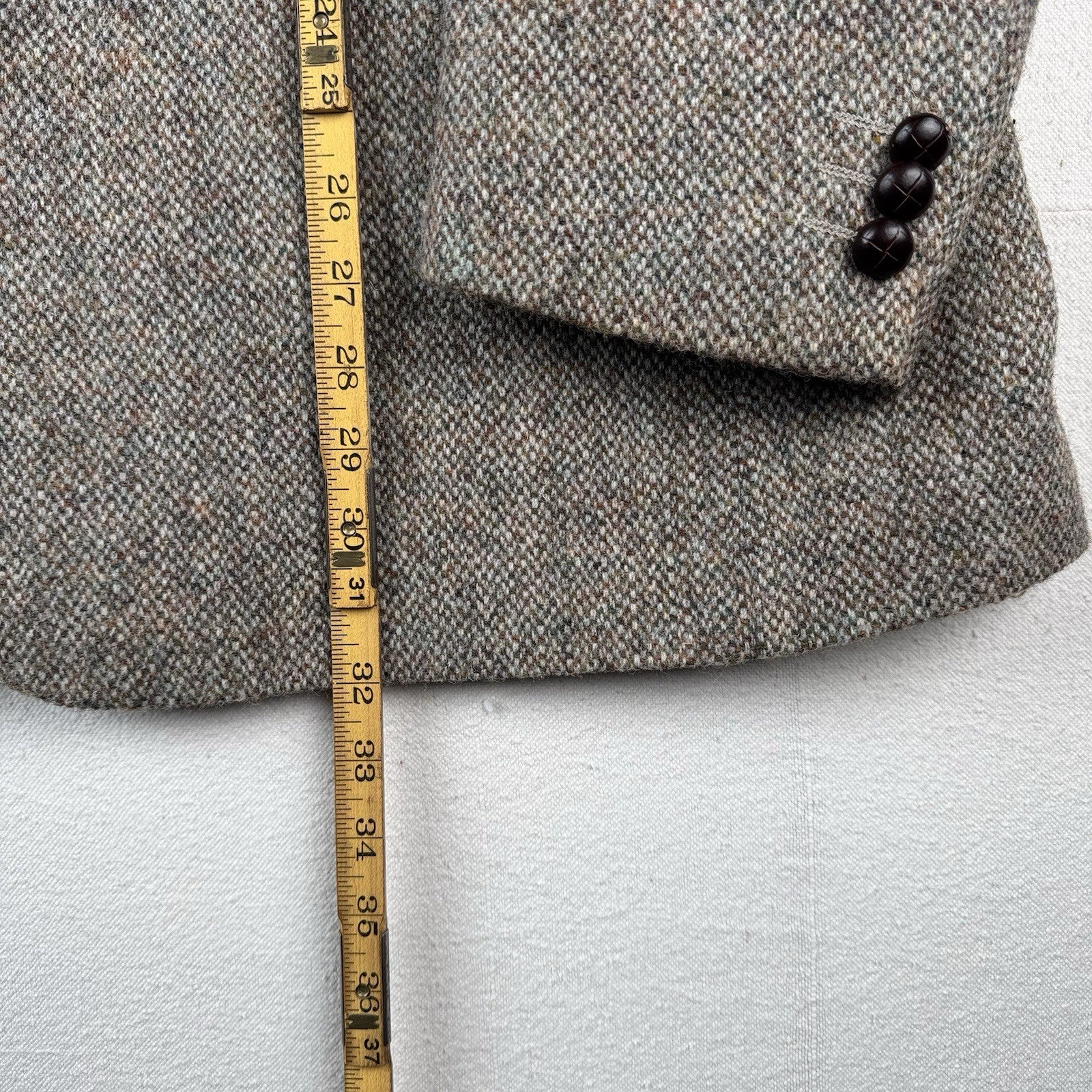Harris Tweed Sport Coat 46R Brown Green 100% Wool Jacket Blazer