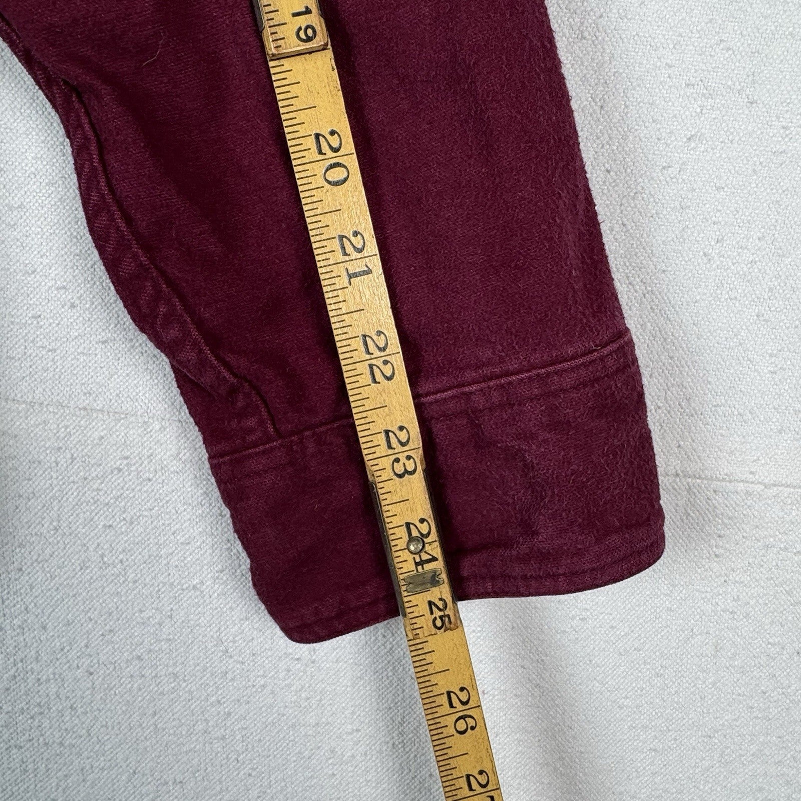 Vintage Eddie Bauer Men’s Large Burgundy Red Heavy Flannel Chamois Made USA