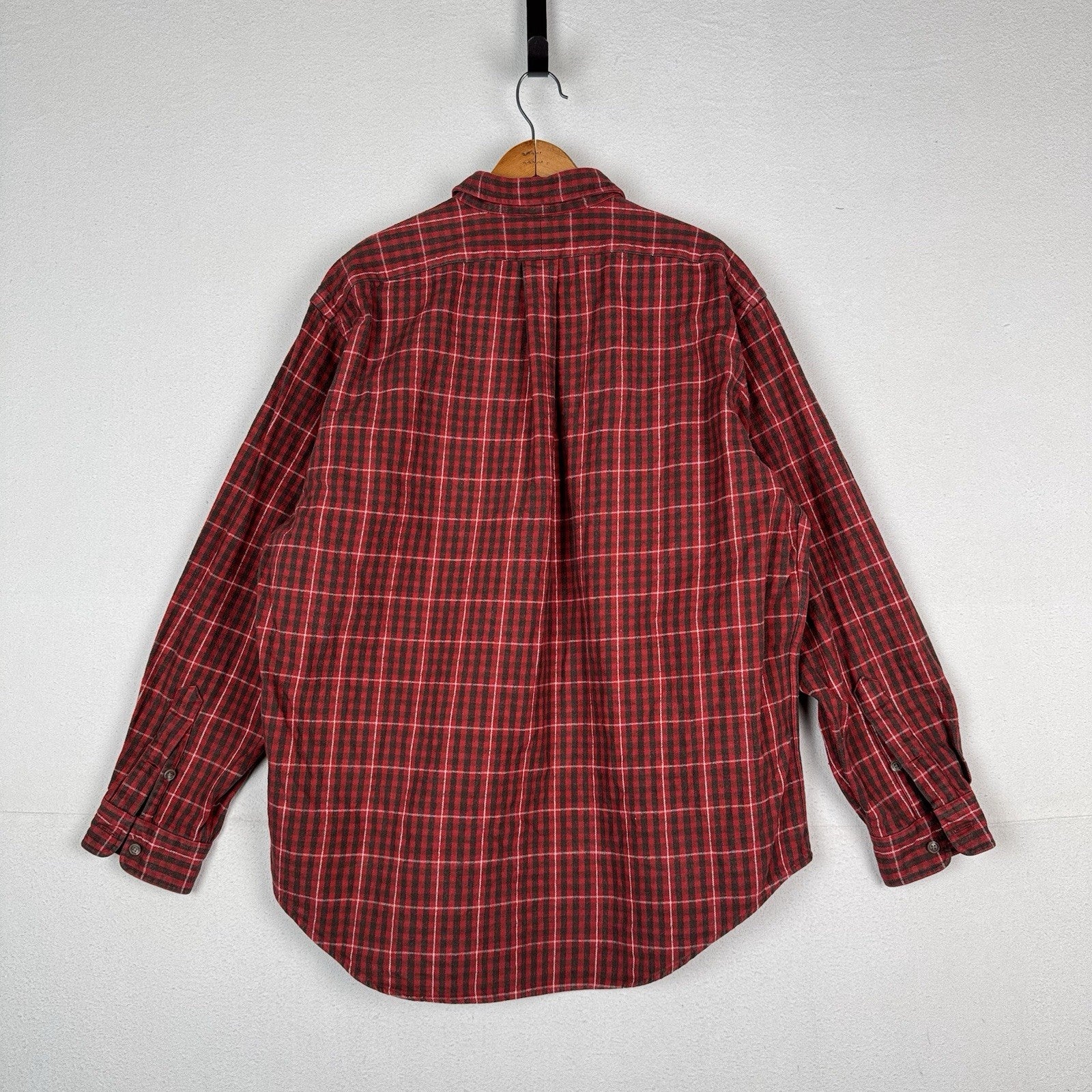 Rare Polo Country Ralph Lauren Red Cotton Flannel Quarter Zip Western Wear XL