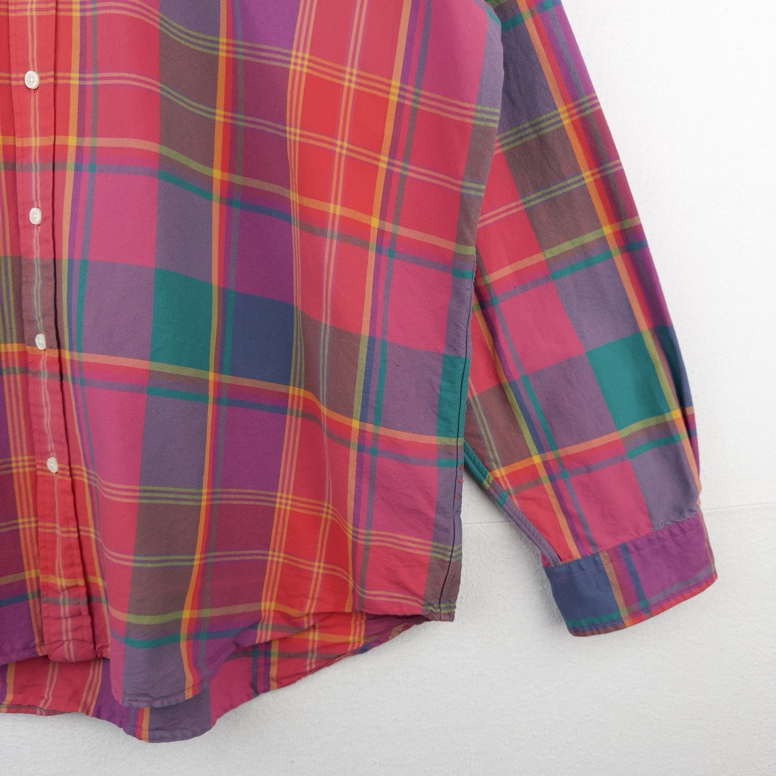 Polo Ralph Lauren Custom Fit Madras Plaid Shirt Mens 1XB Pink Blue Button Down