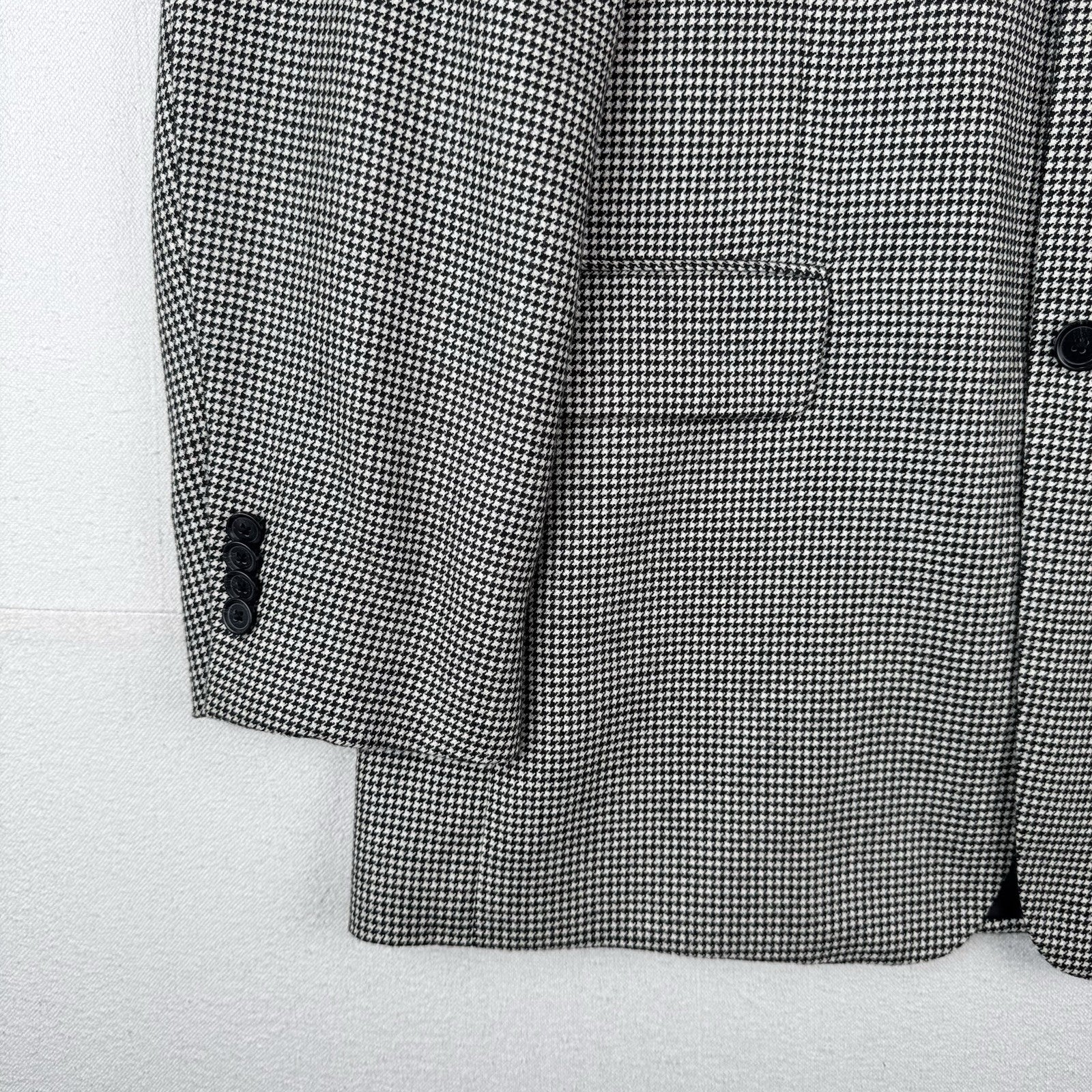 John W Nordstrom Men’s 42L Black White Houndstooth Loro Piana Cashmere