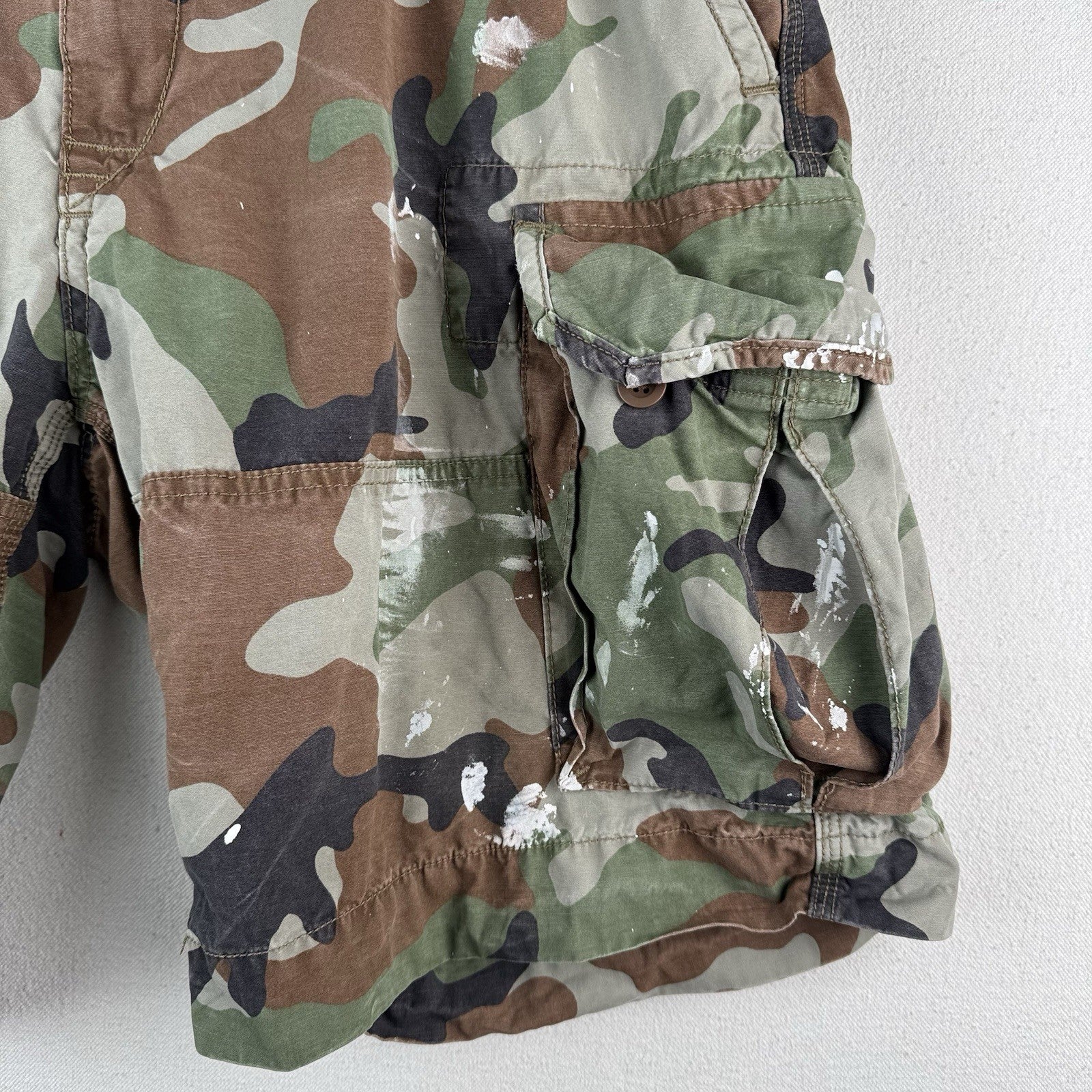 Polo Ralph Lauren Men's 38 Cargo Utility Camouflage Shorts Military *Distressed