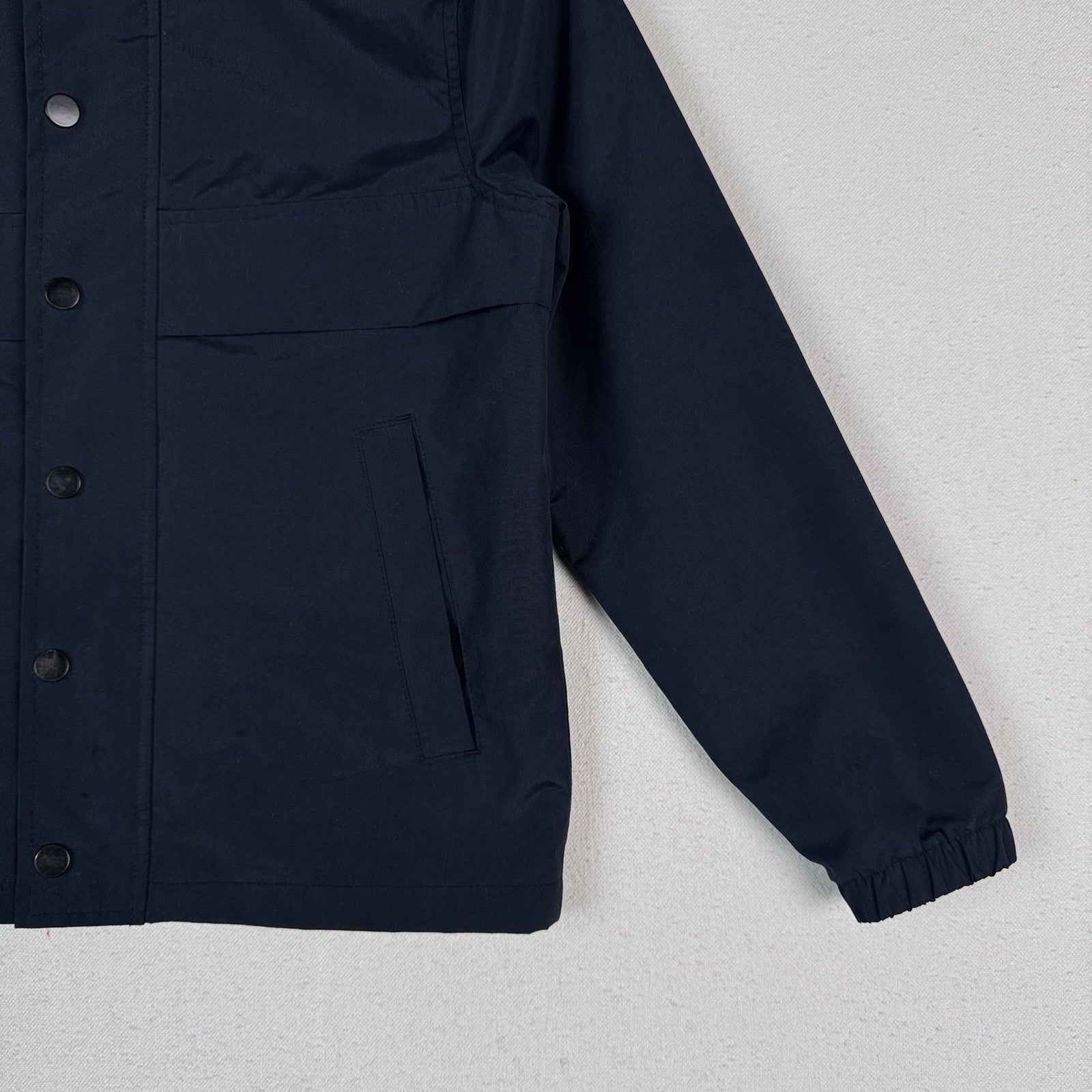 Old Navy Lined Kid’s Hooded Windbreaker Snap Jacket Size Medium (8) Navy Blue