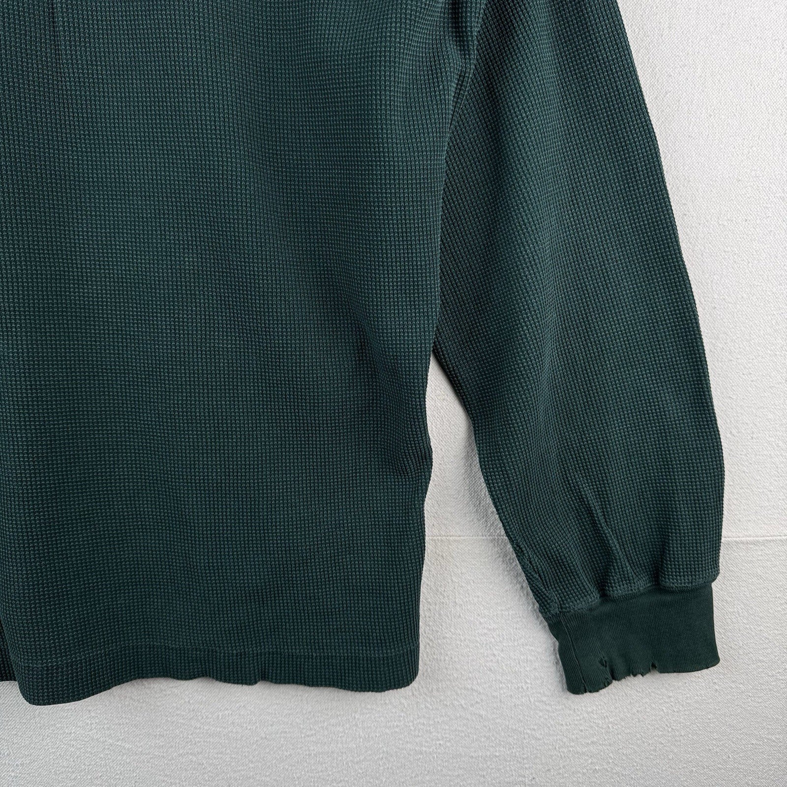 Vtg Polo Sport Ralph Lauren Men’s XL Green Waffle Knit Shirt LS *Distressed