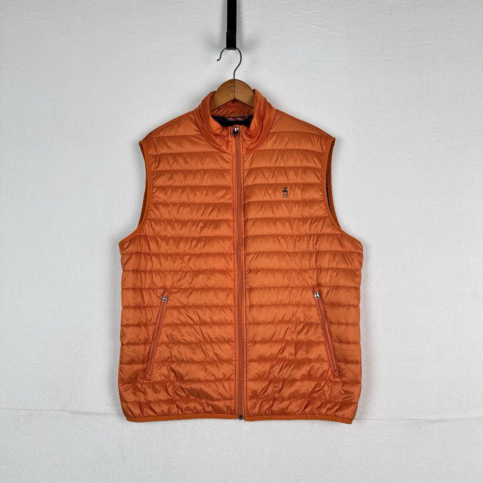 Brooks Brothers Thermore EVOdown Puffer Vest Mens L Orange Lightweight Packable