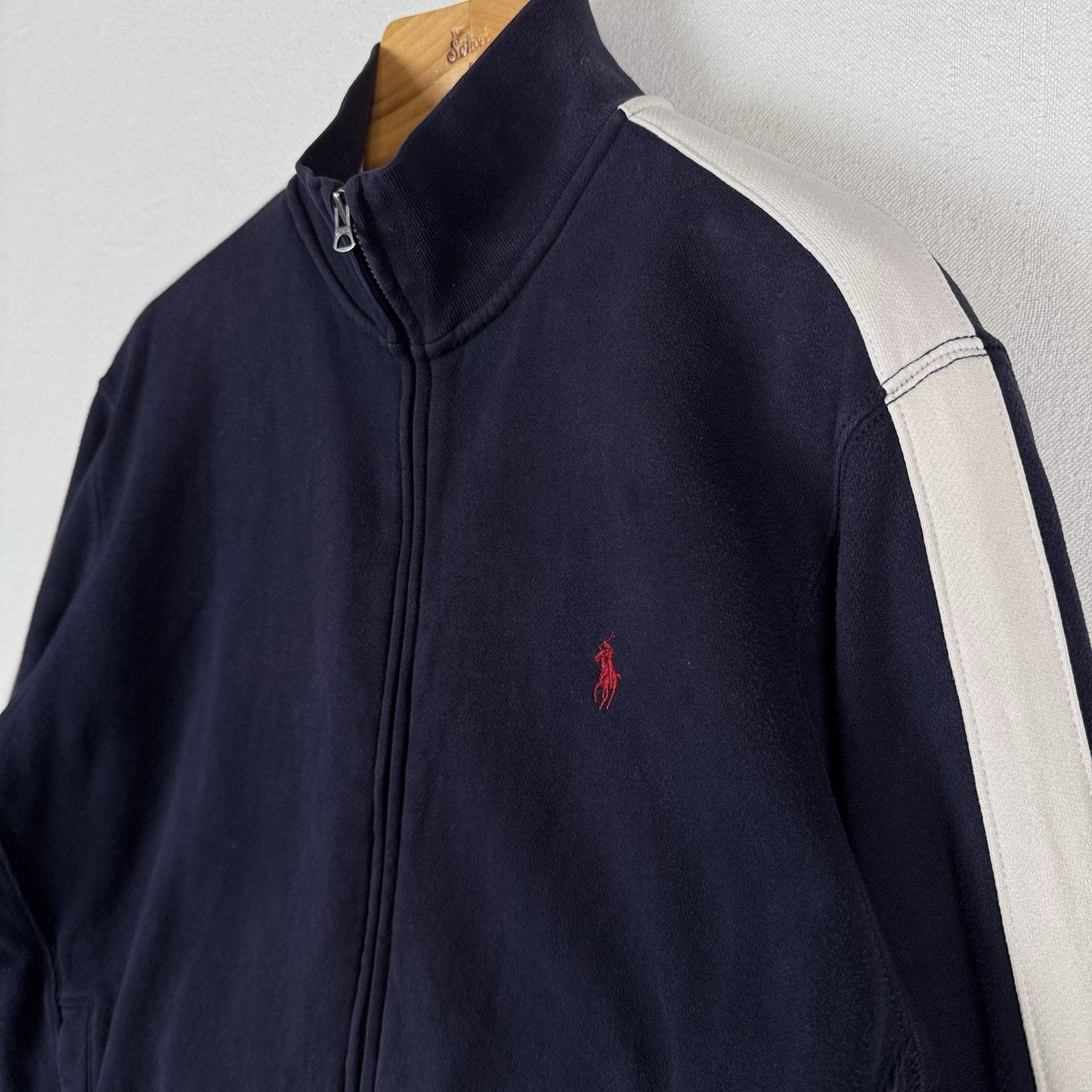 Vtg Polo Ralph Lauren Men L Blue Waffle Lined Track Jacket Heavyweight *Read