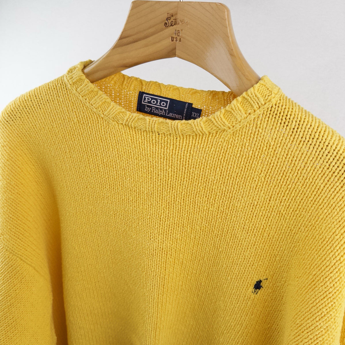 90’s Vtg Polo Ralph Lauren Chunky Yellow Cotton Sweater Men’s 2XL