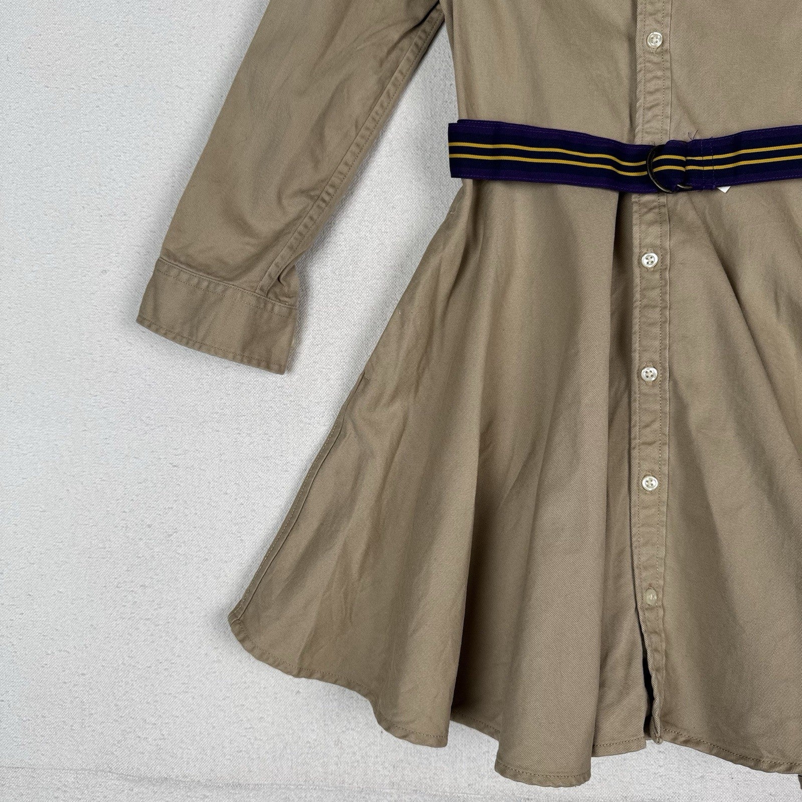 Polo Ralph Lauren Girls 6 Belted Cotton Chino Shirtdress With Pockets