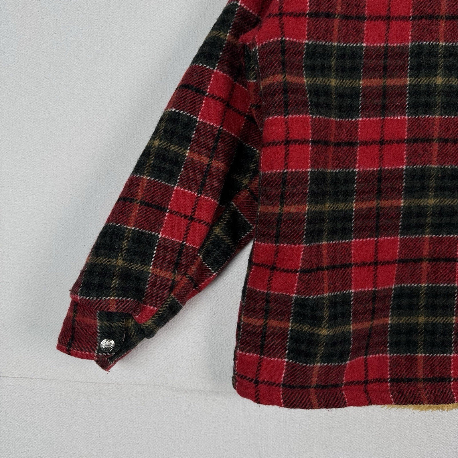 Vintage Wool Buffalo Plaid Chore Jacket Hunting Coat Men’s Medium Red Canada