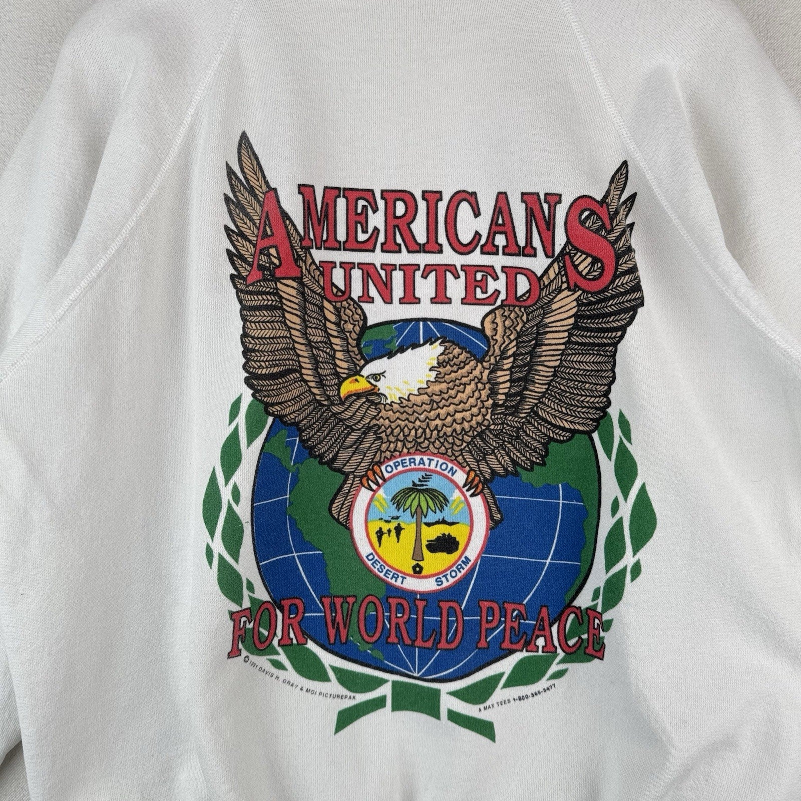 90’s Vintage Operation Desert Storm Sweatshirt Mens XL White Eagle Made USA