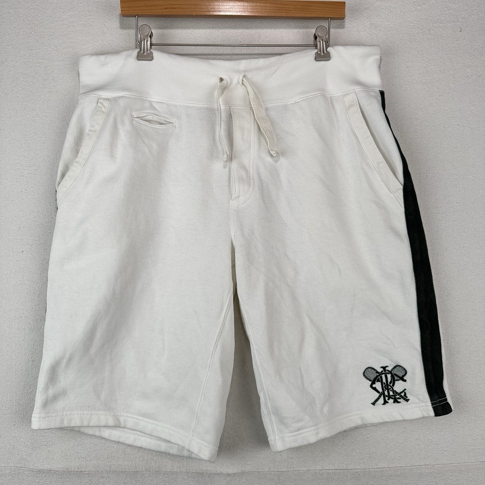 Vtg Polo Ralph Men’s L  38x12 Lauren Tennis Crest Heavyweight Sweat Shorts White