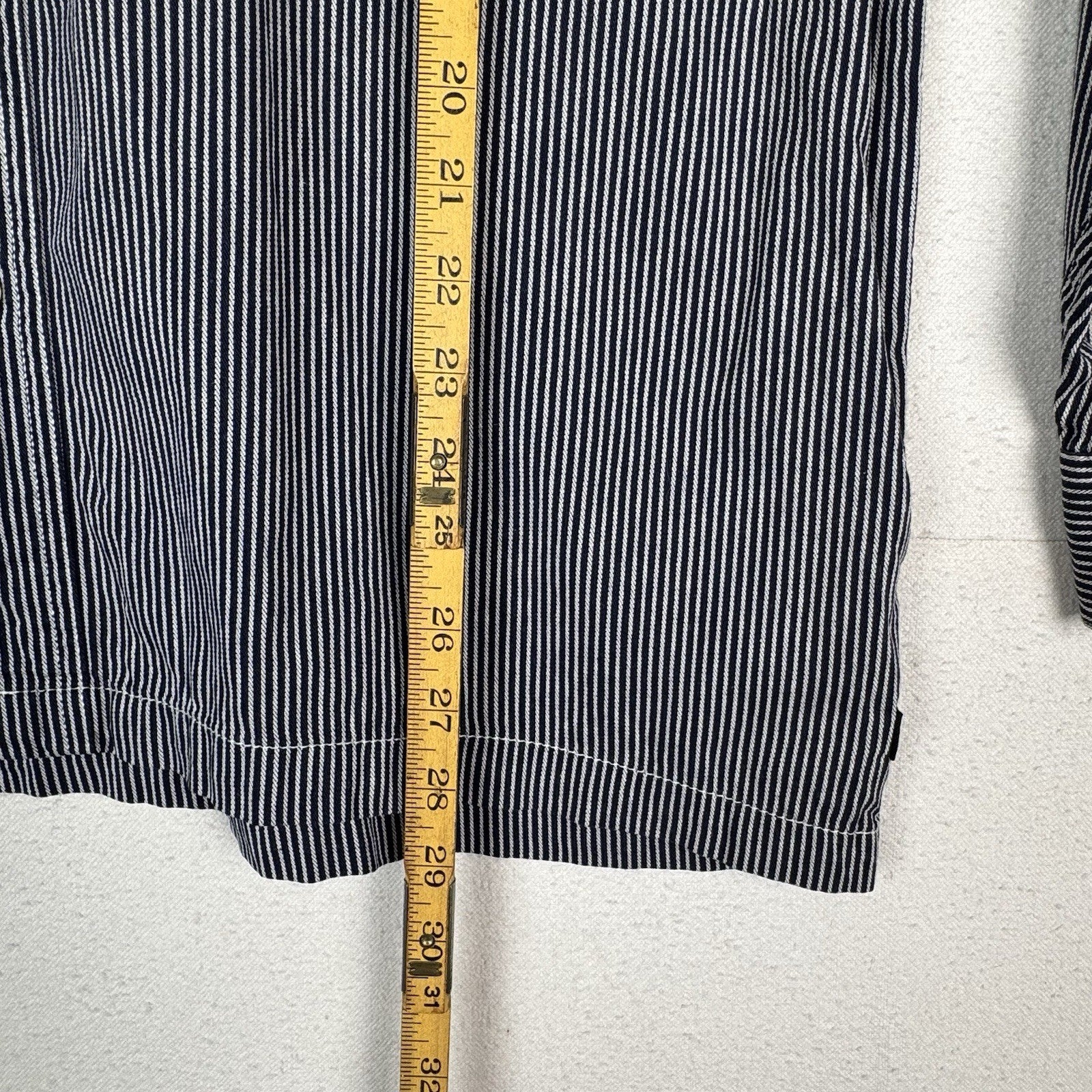 Vintage Bugle Boy 80s 90s Engineer Striped Long Sleeve Button Shirt Blue Men’s L